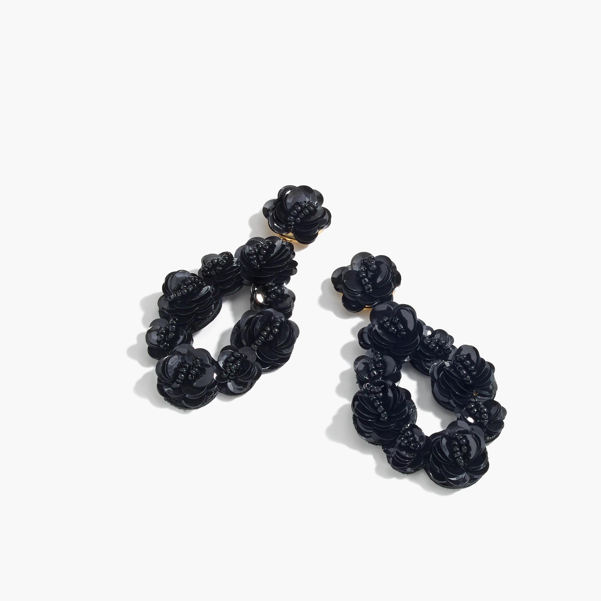 Lyst J Crew Leather Backed Sequin Petal Earrings In Black Gallery
