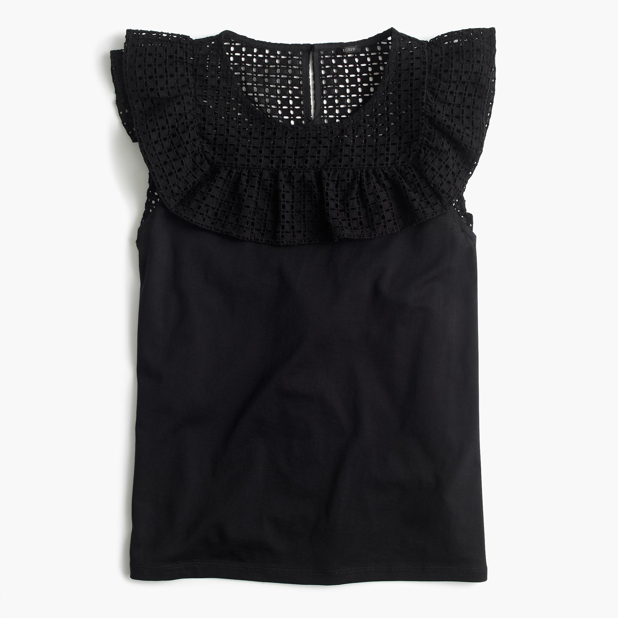 Ruffle bib T-shirt : Women shirts 