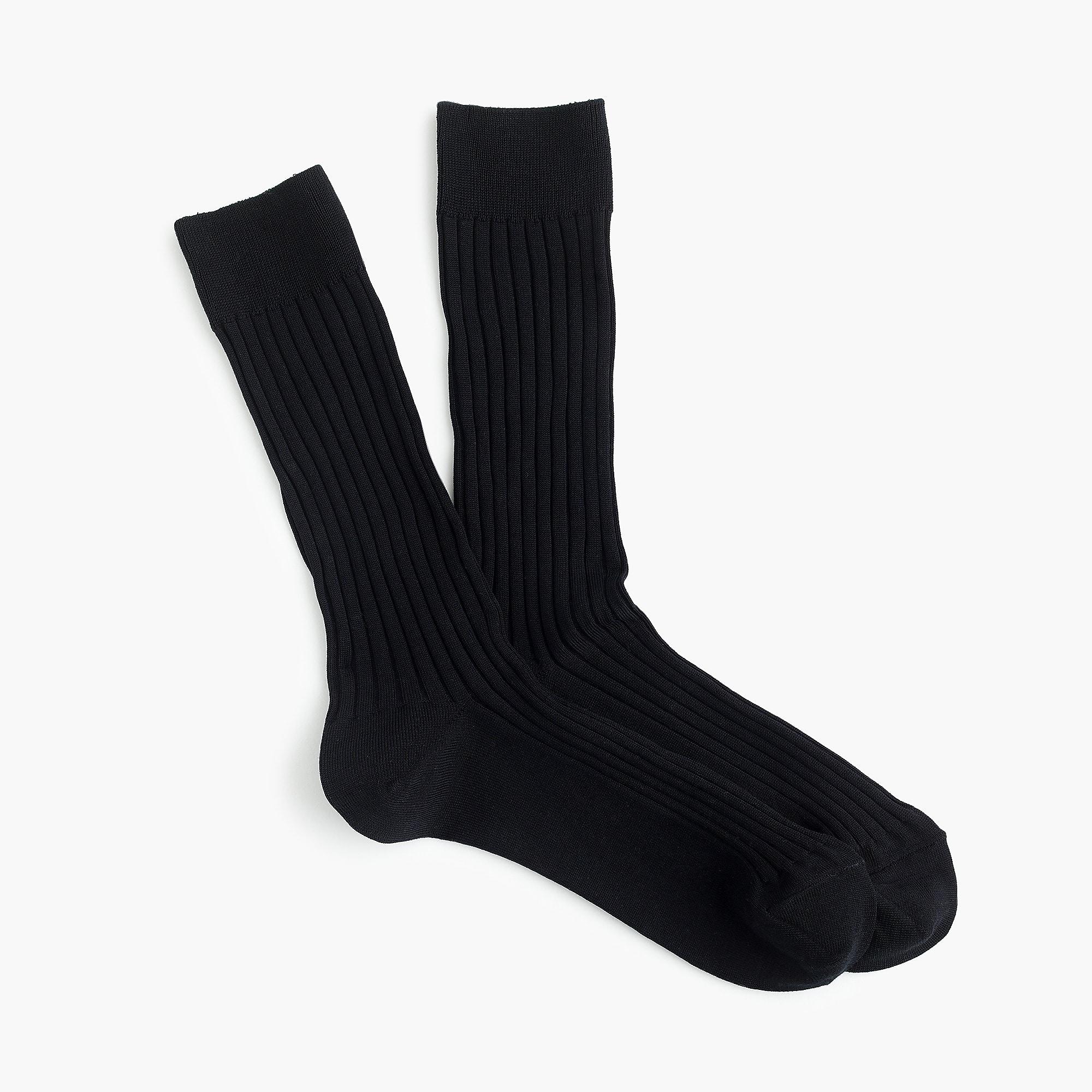 J.Crew Cotton Ribbed Dress Socks in Black for Men - Lyst