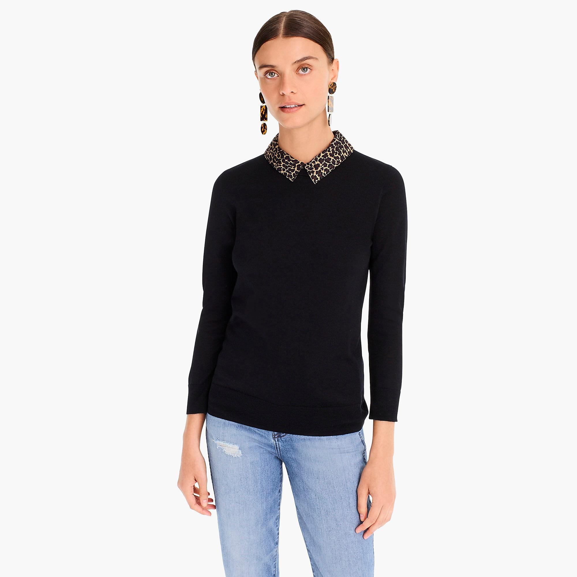 leopard collar sweater