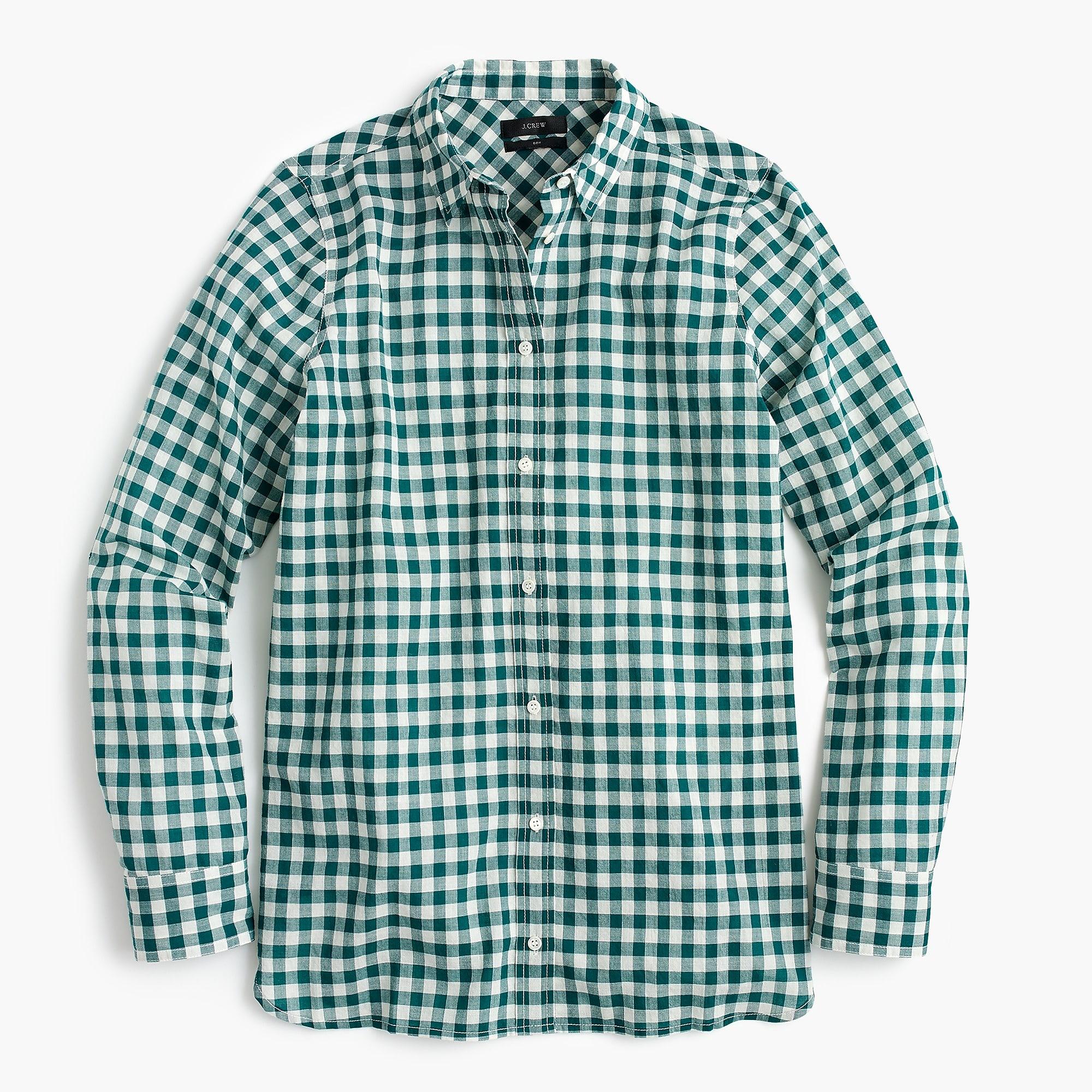 J.Crew Tall Classicfit Boy Shirt In Crinkle Gingham in Green for Men