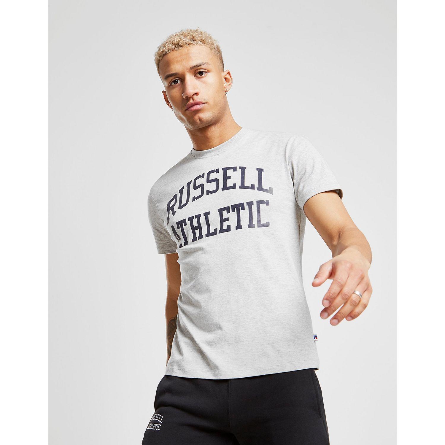 Lyst - Russell Athletic Arch Logo Short Sleeve T-shirt in Gray for Men