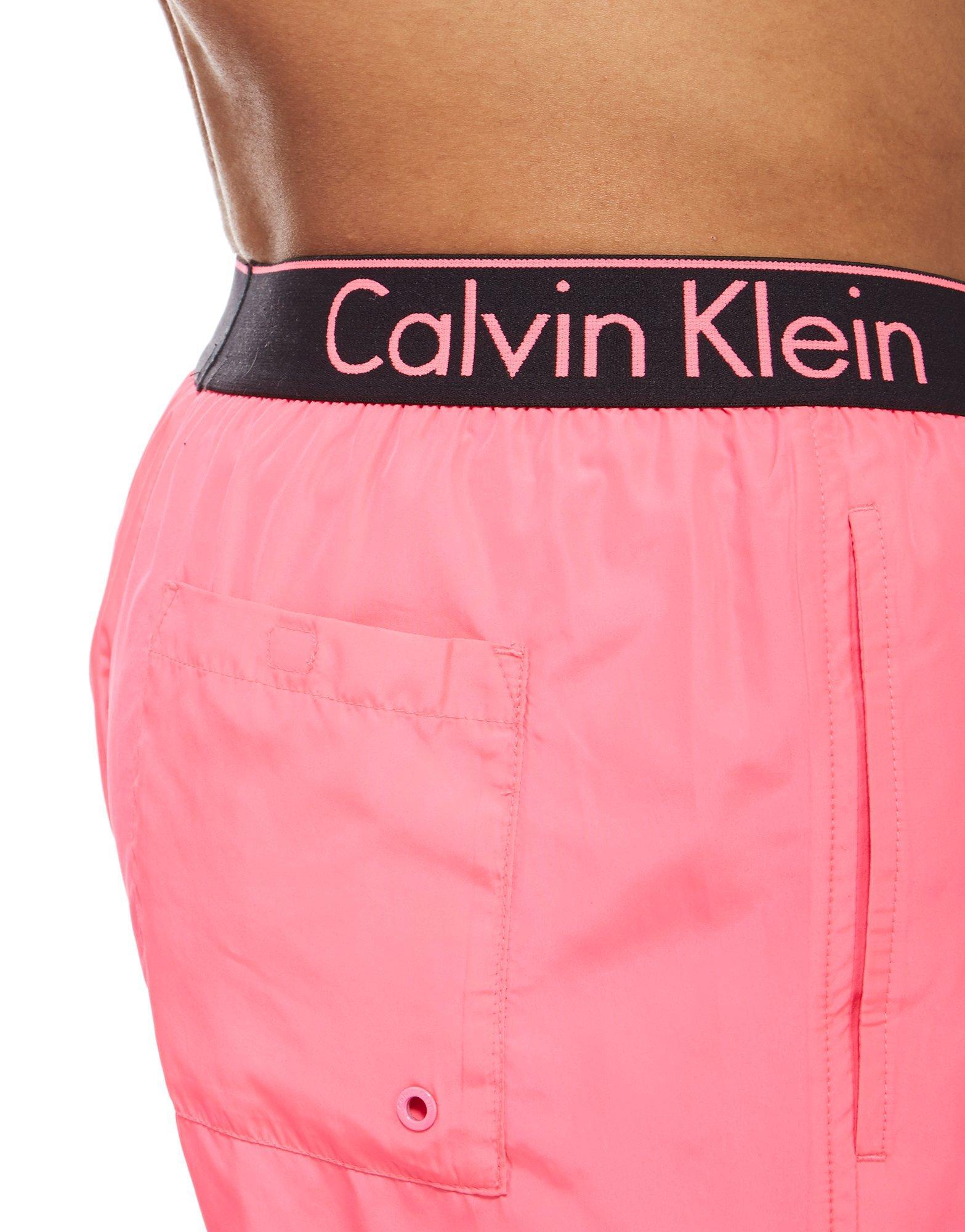 Calvin Klein Synthetic Waistband Swim Shorts in Pink for Men - Lyst