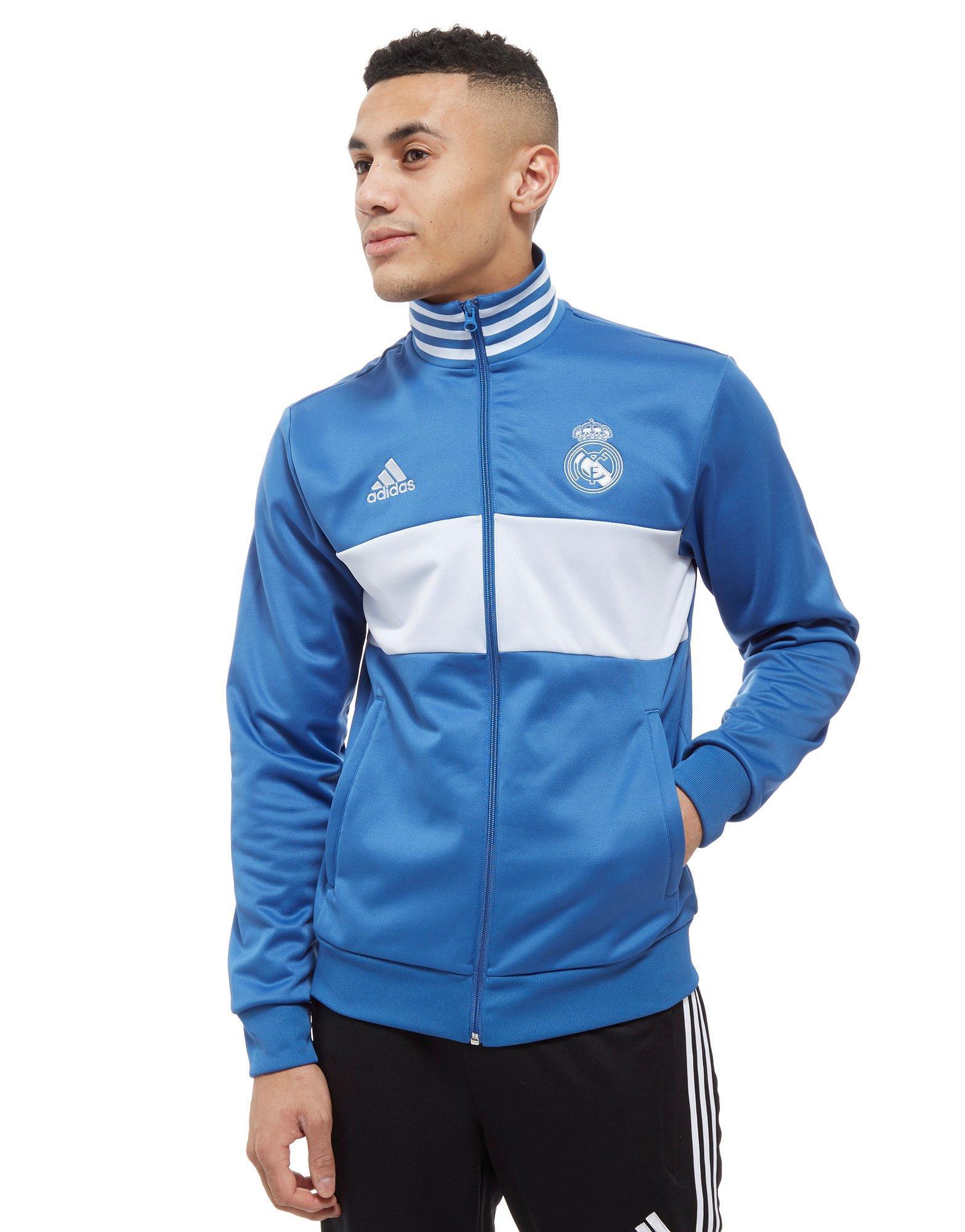 Lyst Adidas Real Madrid 3 Stripes Track Top In Blue For Men Save Adidas