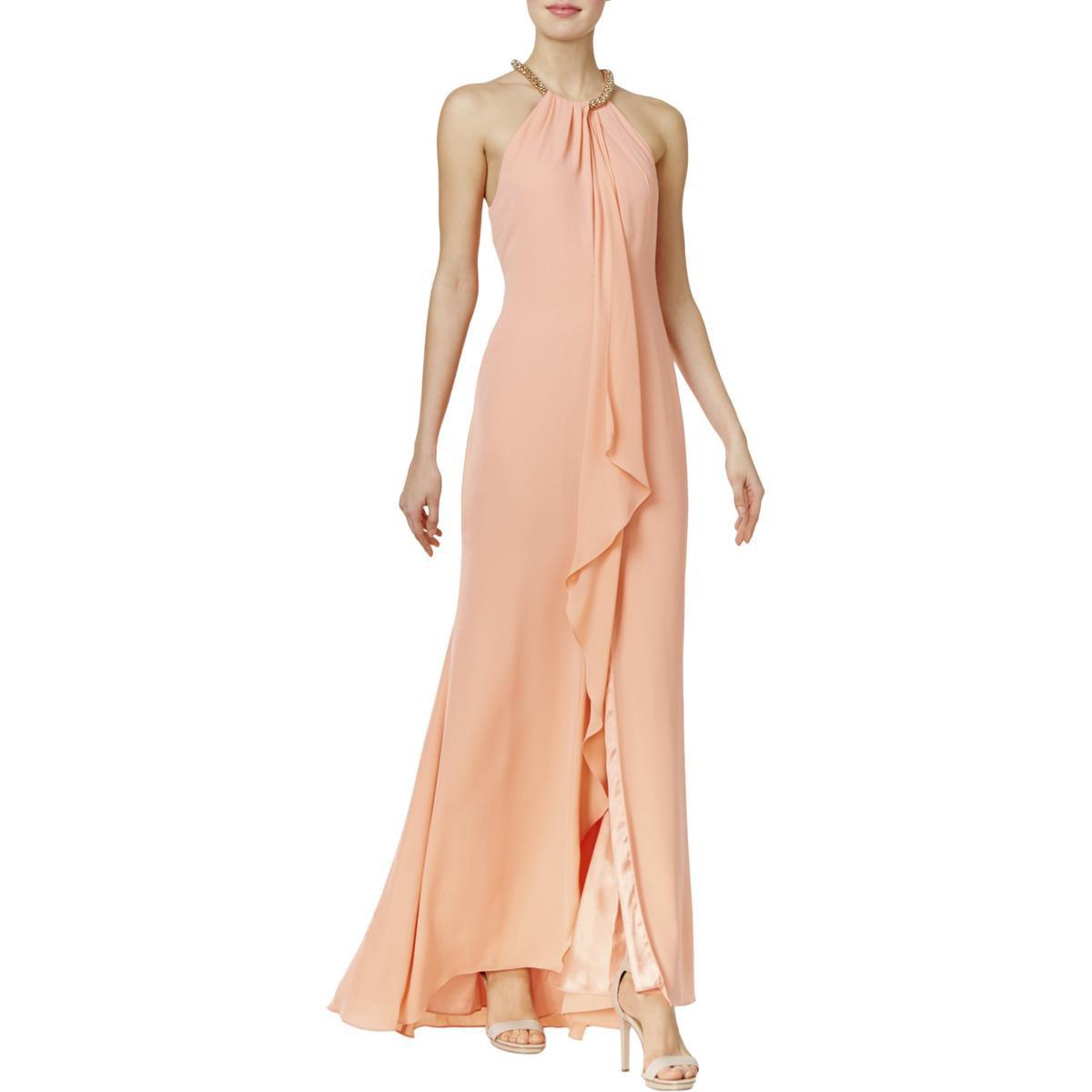 Lyst Calvin Klein Crepe Drapey Evening Dress in Pink