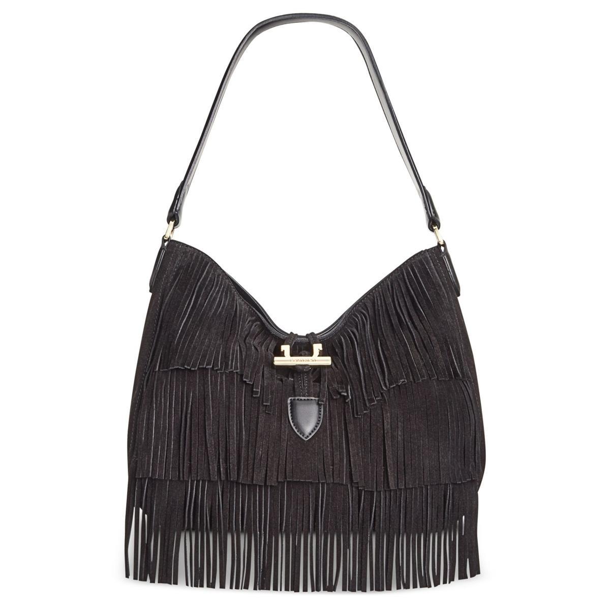 Lyst Calvin Klein Pinnacle Suede Fringe Hobo Handbag In Black Calvin Klein Women S Black Pinnacle Suede Fringe Hobo Handbag