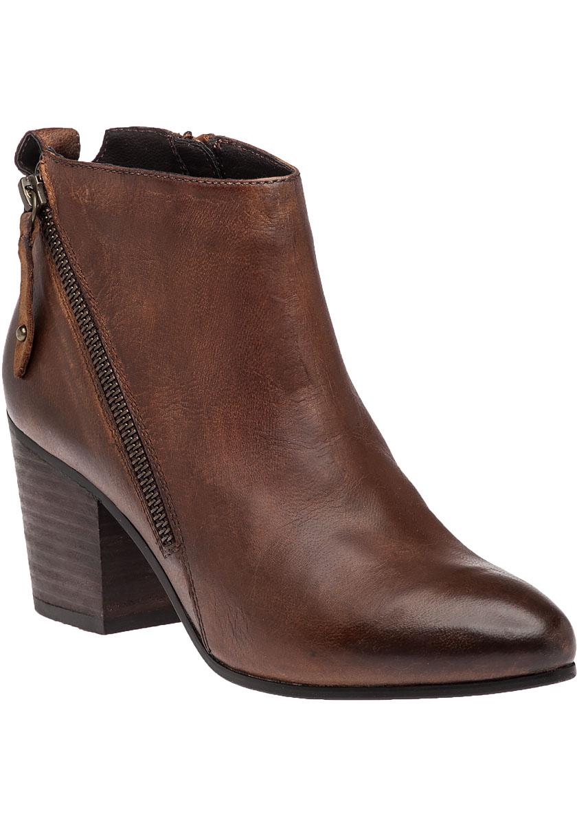 cognac leather bootie