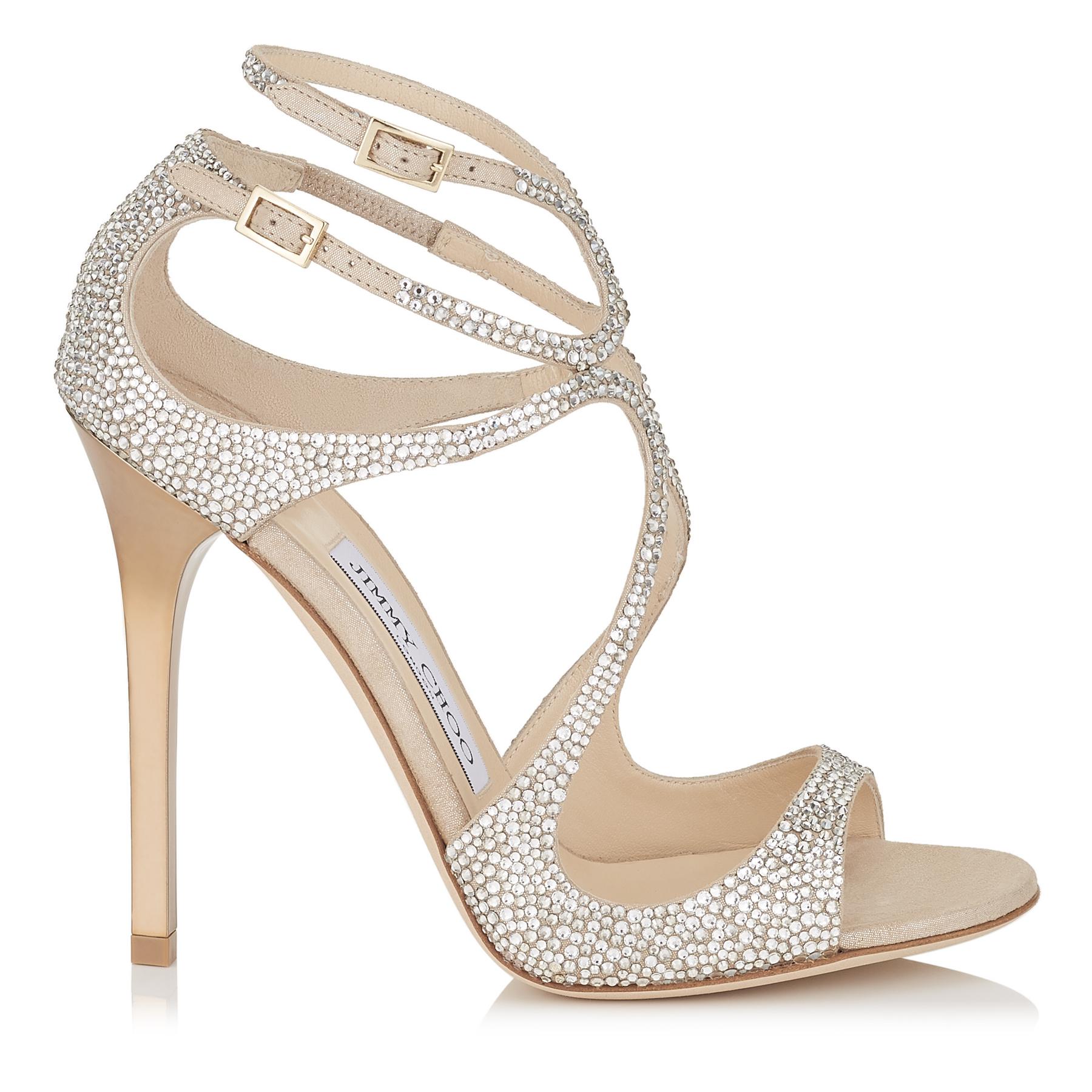 Lyst - Jimmy Choo Ivette Nude Suede Sandals With Hotfixed Crystals in ...