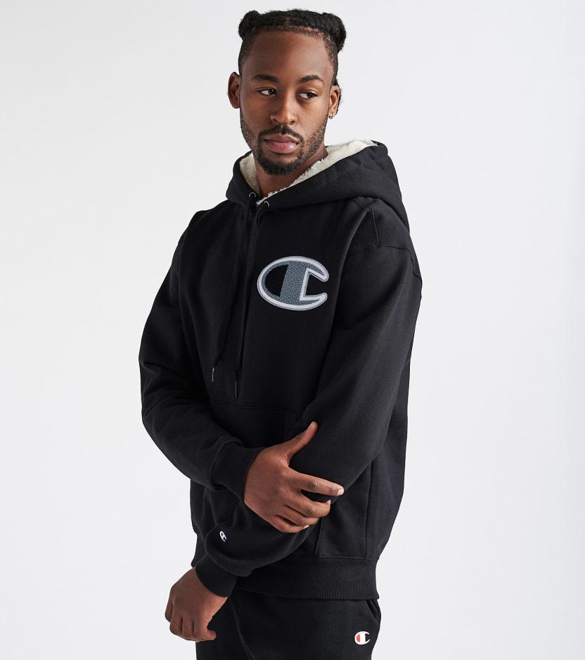champion sherpa hybrid super fleece po hoodie