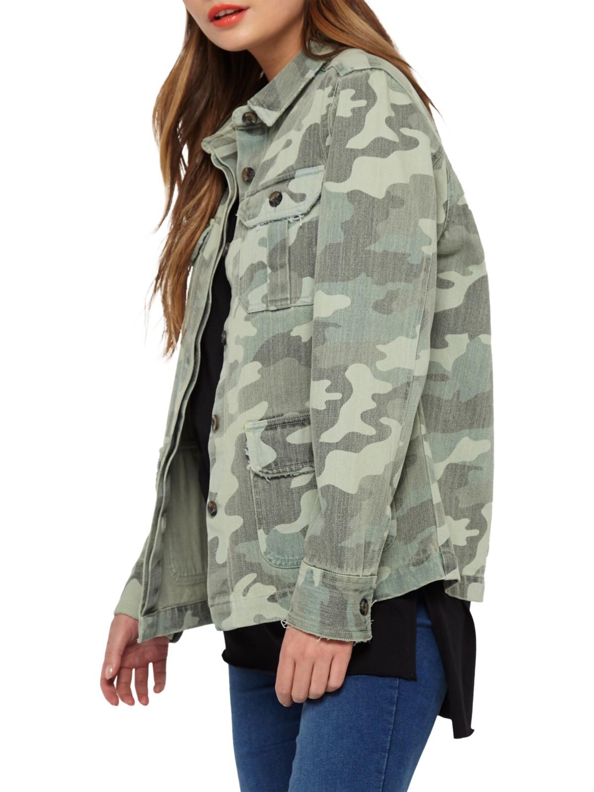 Lyst - Miss Selfridge Army Camouflage Shacket in Green