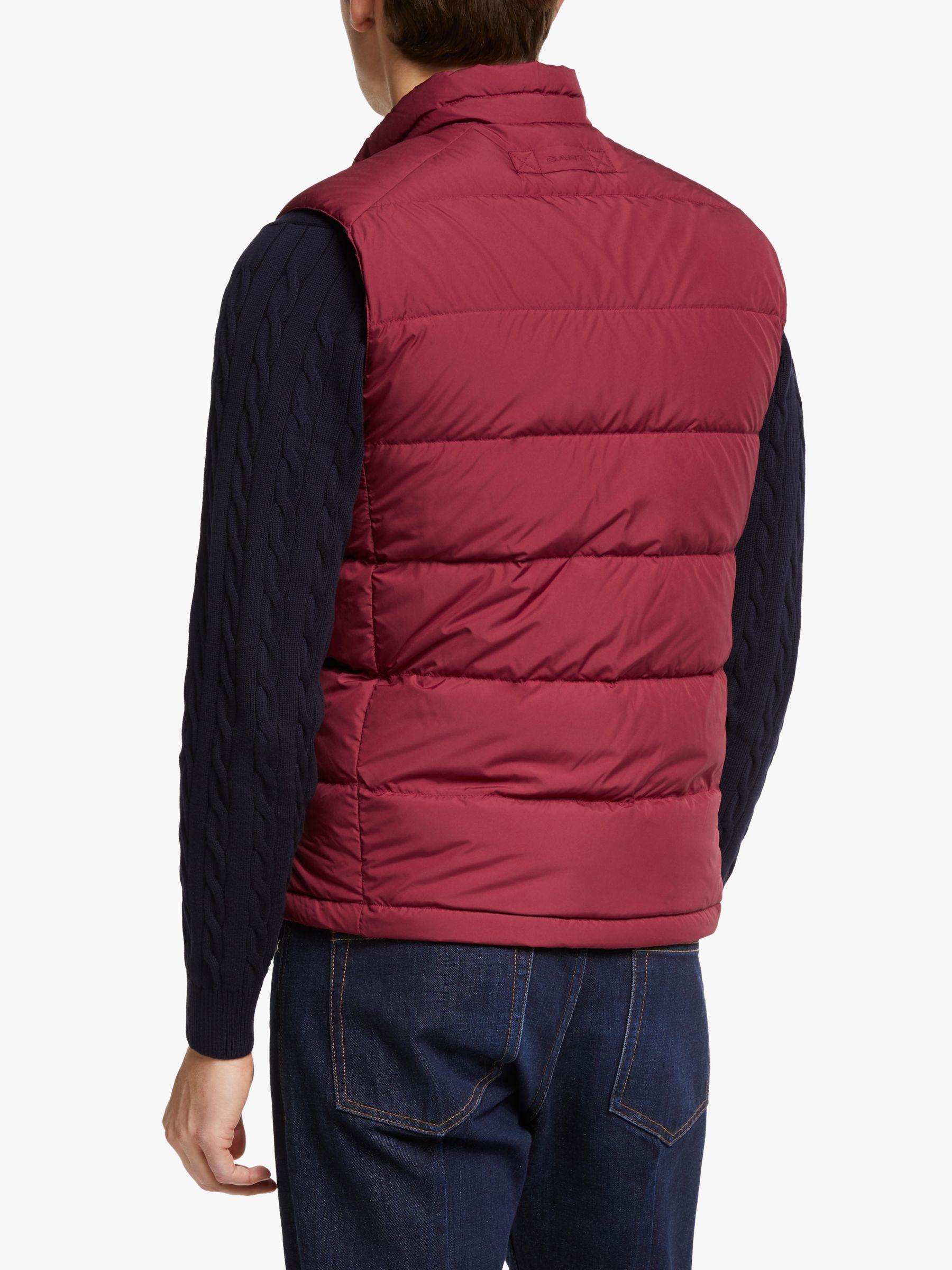 GANT Synthetic Panel Down Gilet in Mahogany Red (Red) for Men - Lyst