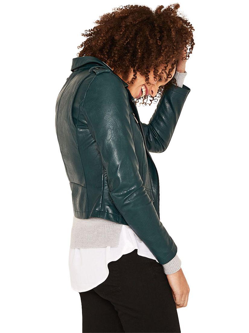 Oasis Lucy Faux Leather Biker Jacket In Green Lyst Gallery