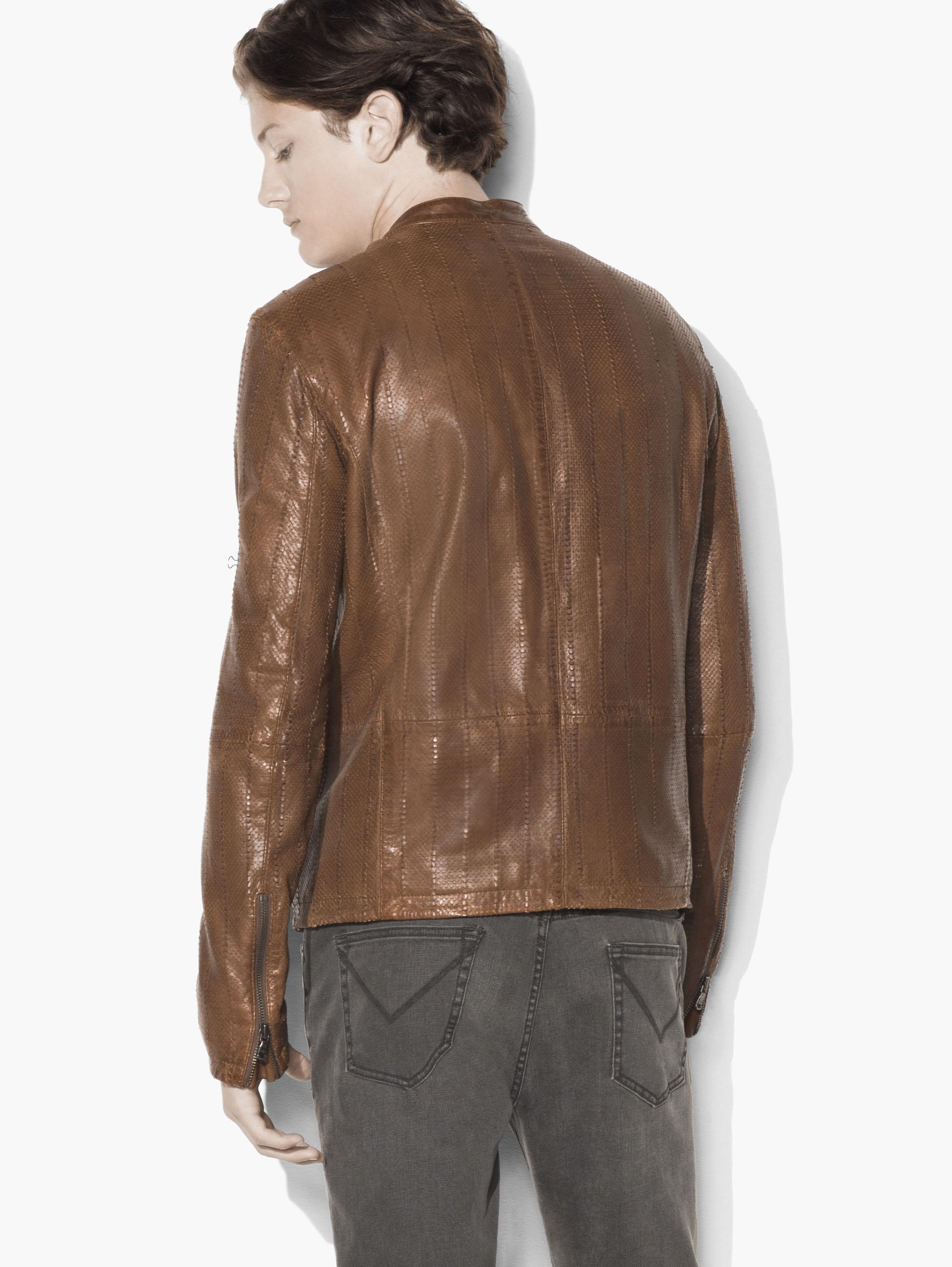 Lyst - John Varvatos Laser Cut Leather Racer Jacket For Men