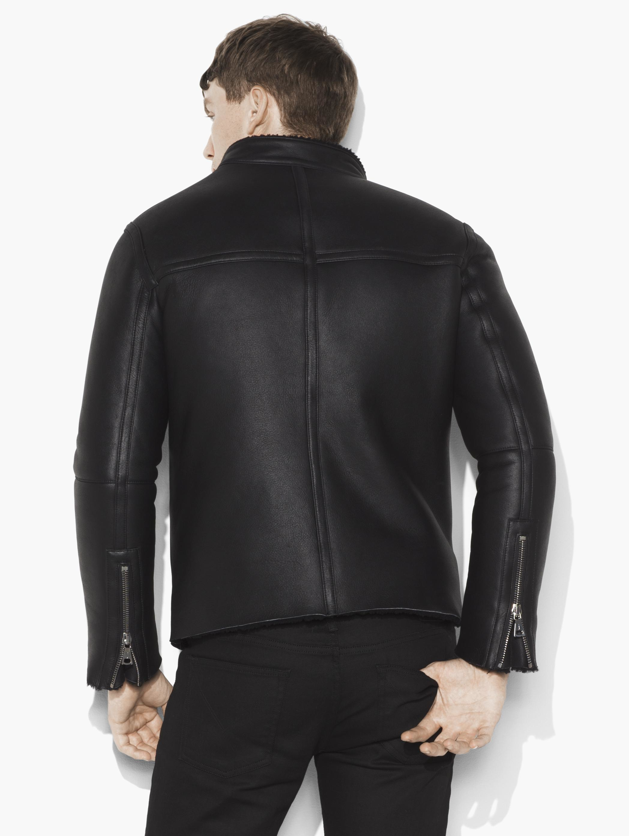 Lyst John Varvatos Shearling Moto Jacket in Black for Men