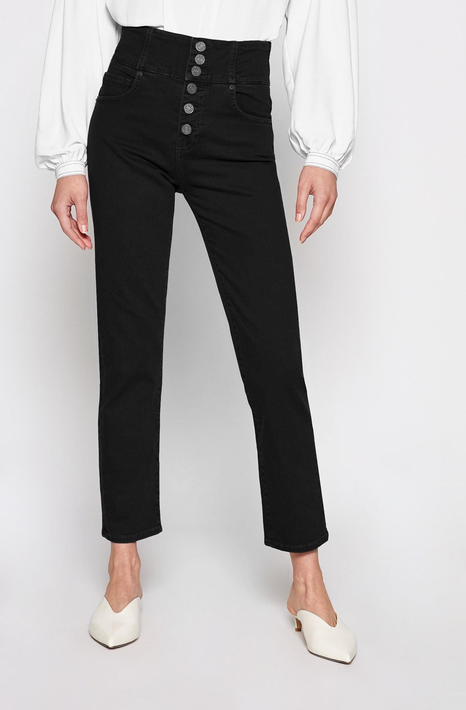 button fly black jeans