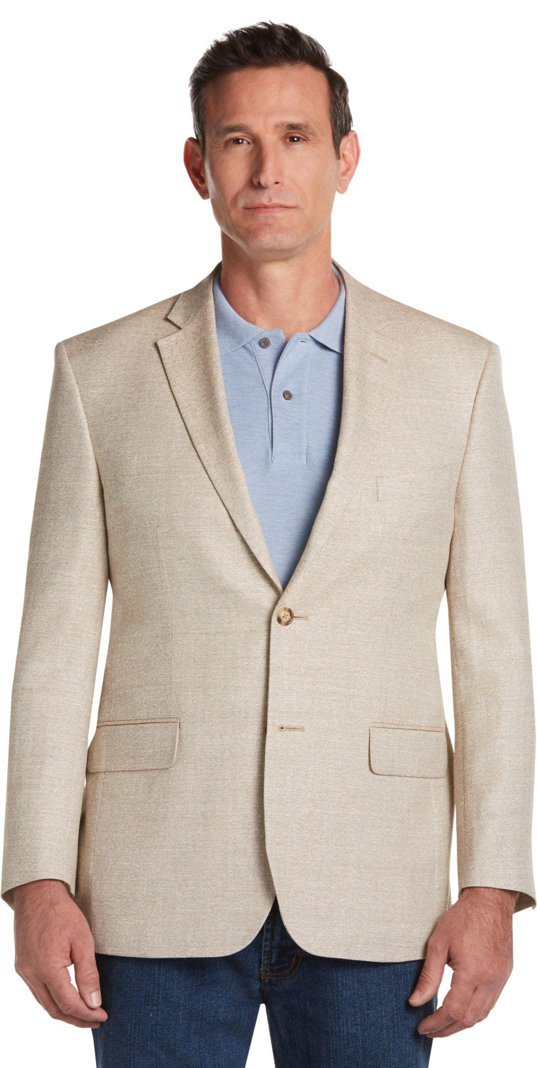 Lyst - Jos. A. Bank Tropical Blend Tailored Fit Tan Herringbone ...