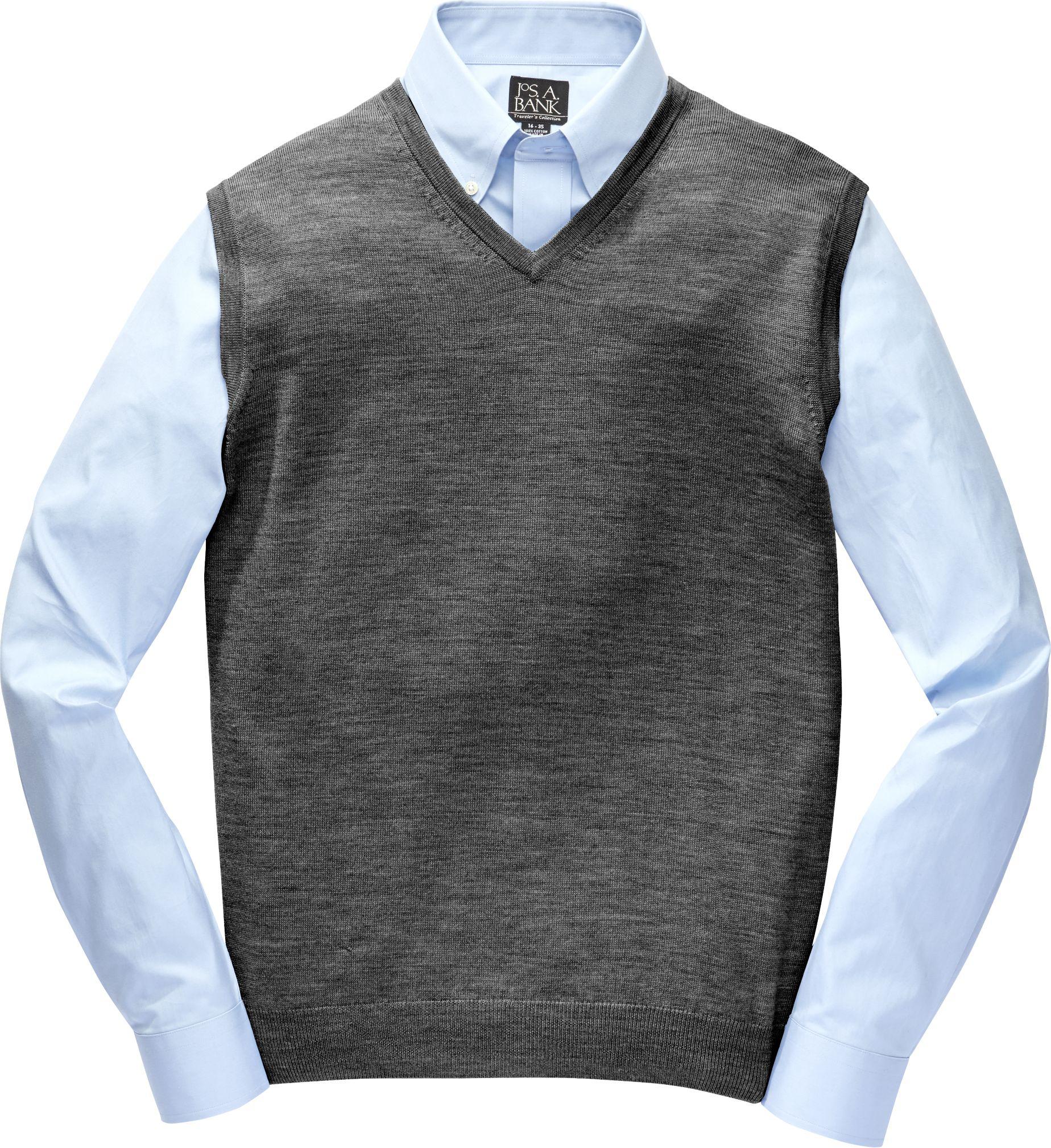 Lyst - Jos. A. Bank Traveler Collection Merino Sweater Vest in Black ...