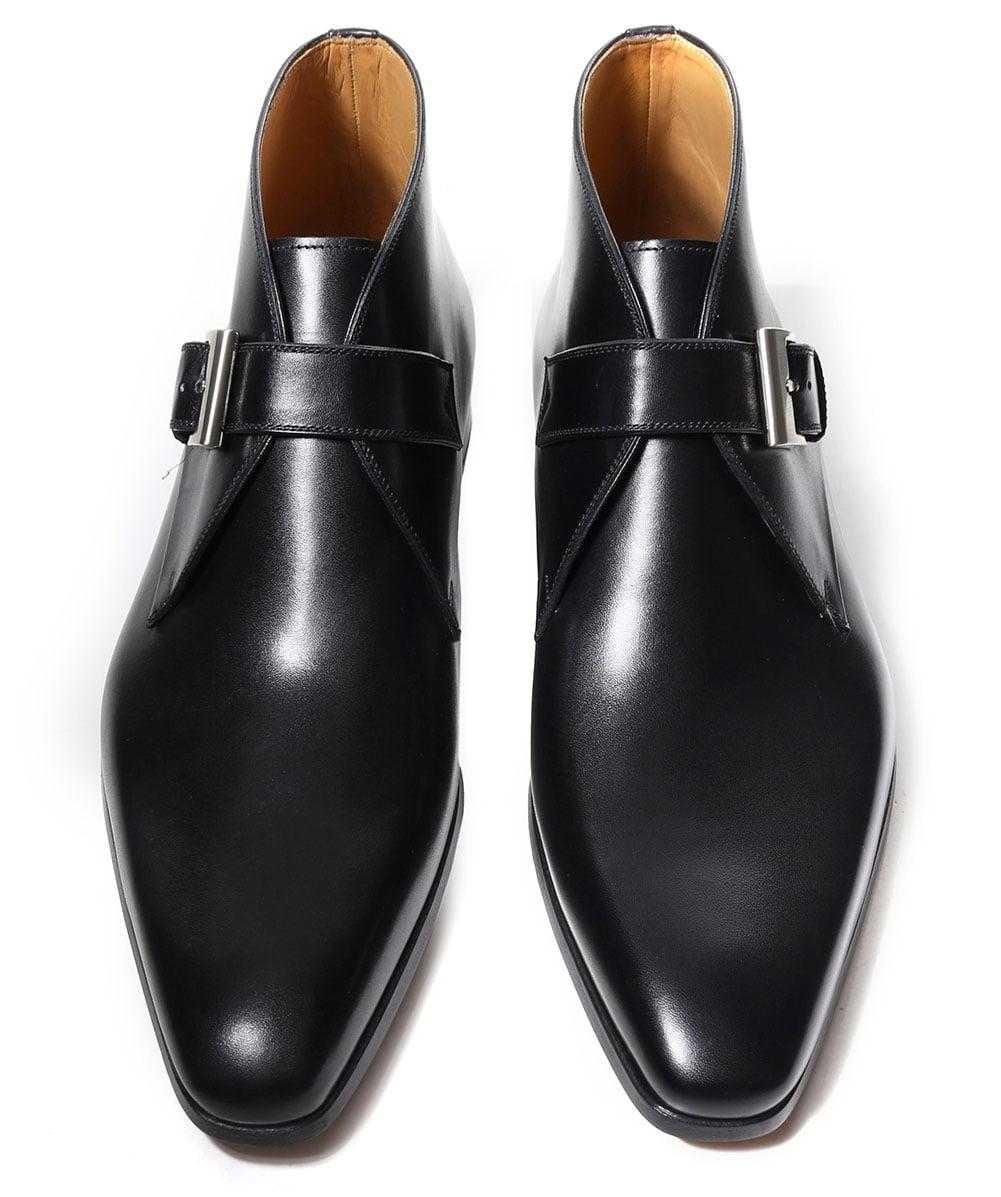 Magnanni Leather Monk Strap Boots in Black for Men - Lyst