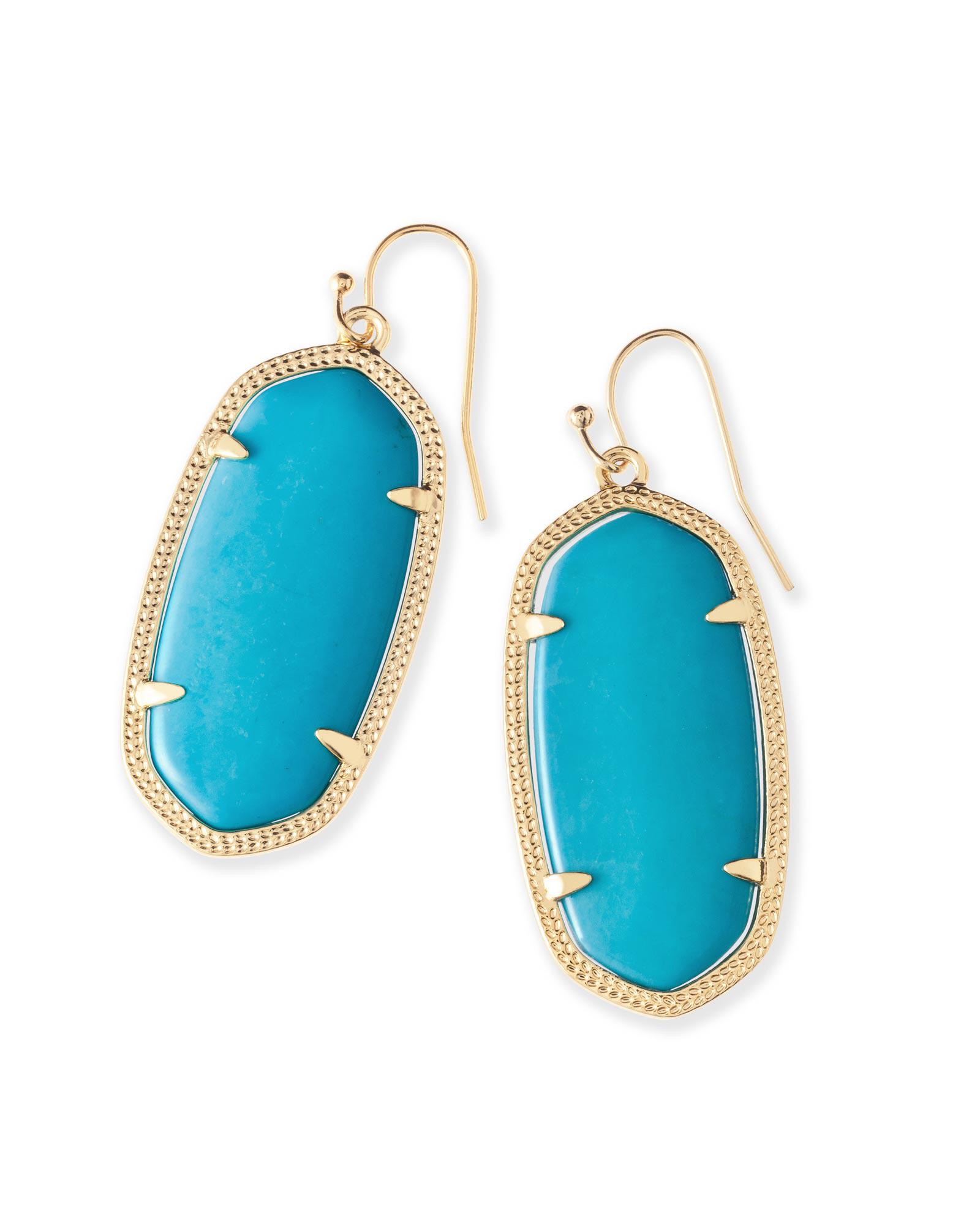 Lyst Kendra Scott Elle Gold Drop Earrings In Turquoise Blue Kendra Scott Women S Blue Elle Gold Drop Earrings