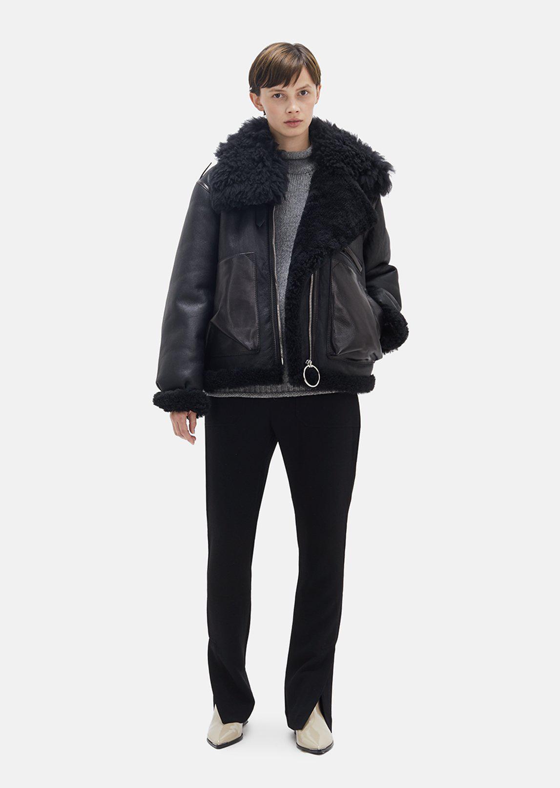 Lyst Acne Lore Lamb Shearling Moto Jacket In Black Gallery