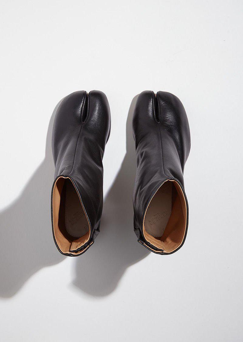 maison margiela black mid heel tabi boots
