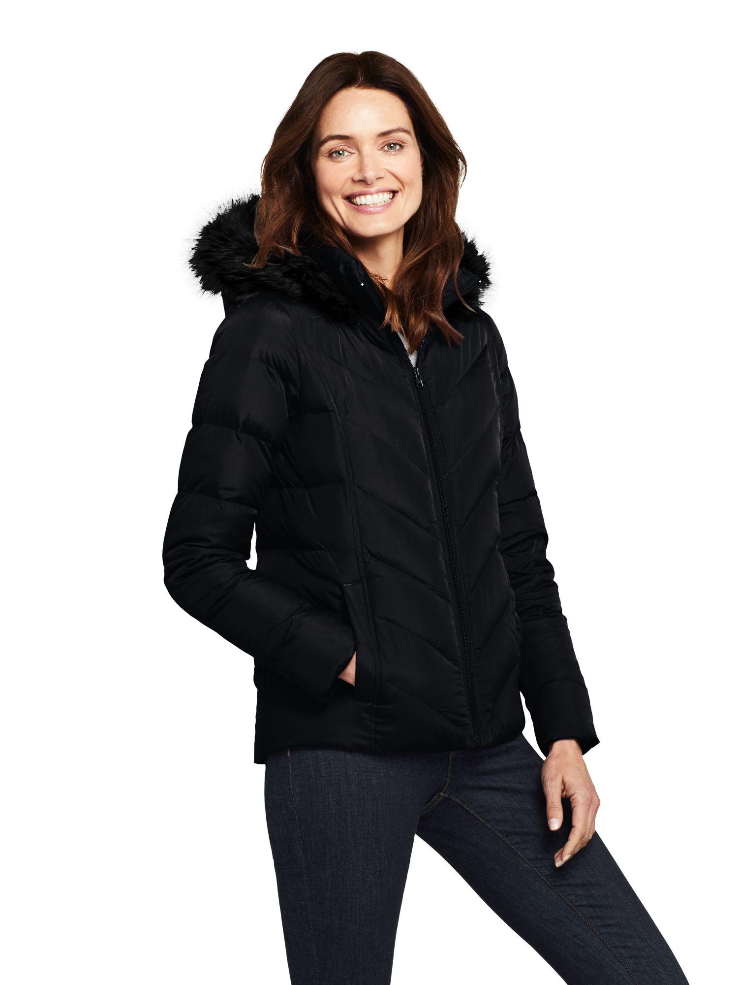 Lands' End Fur Hooded Down Jacket in Black - Save 36% - Lyst