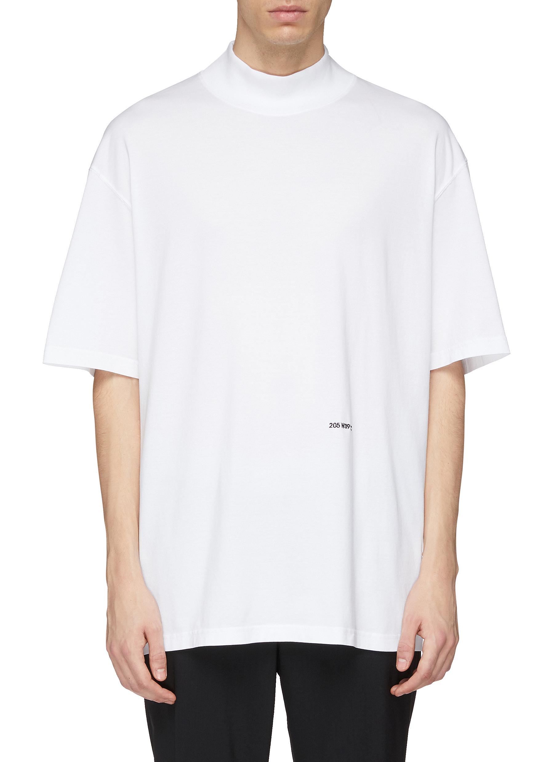 Download CALVIN KLEIN 205W39NYC Logo Embroidered Oversized Mock Neck T-shirt in White for Men - Lyst