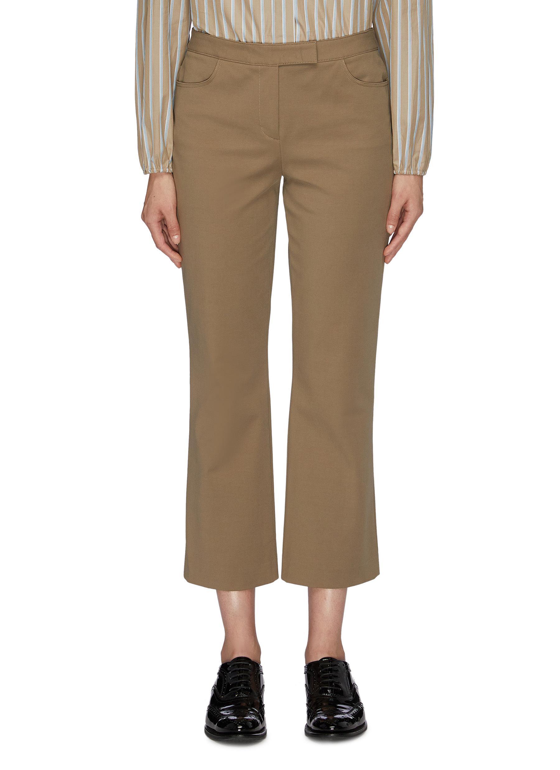 Theory Cotton Flared Cropped Pants in Brown - Lyst