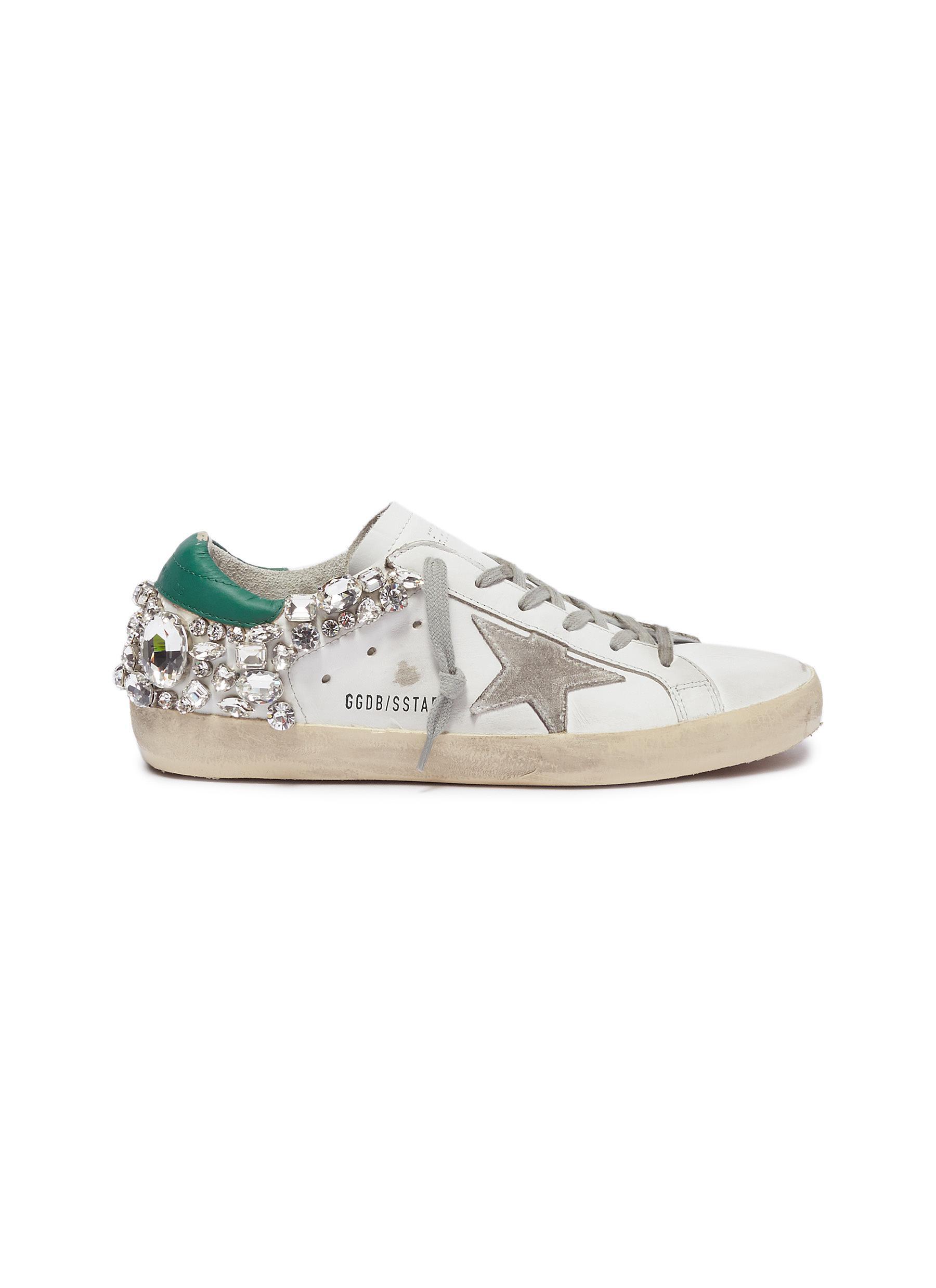 Lyst - Golden Goose Deluxe Brand 'superstar' Strass Leather Sneakers ... Golden Goose Deluxe Brand. Women's White 'superstar' Strass Leather Sneakers