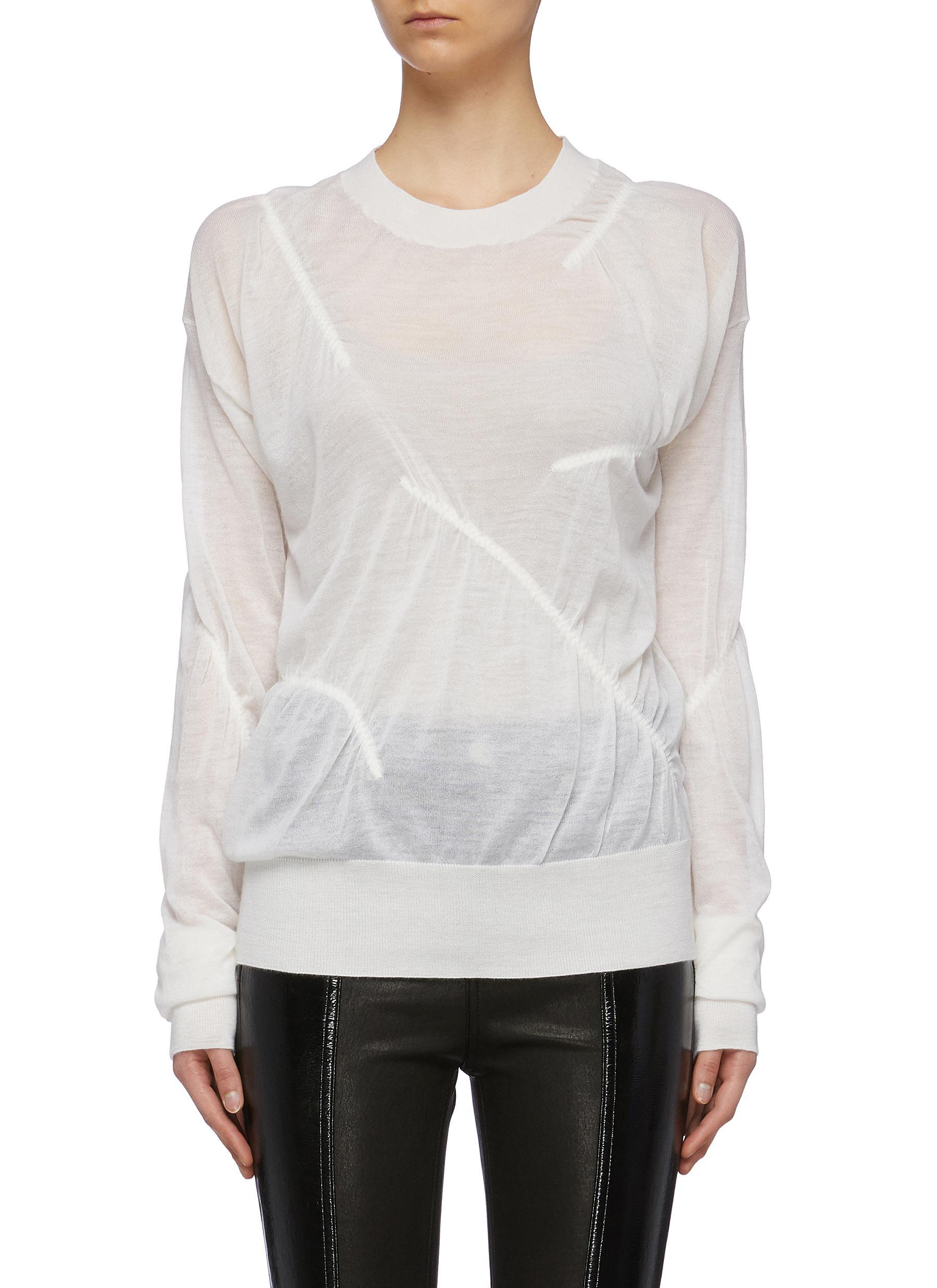 Helmut Lang Gathered Panelled Cashmere Sweater in White - Lyst