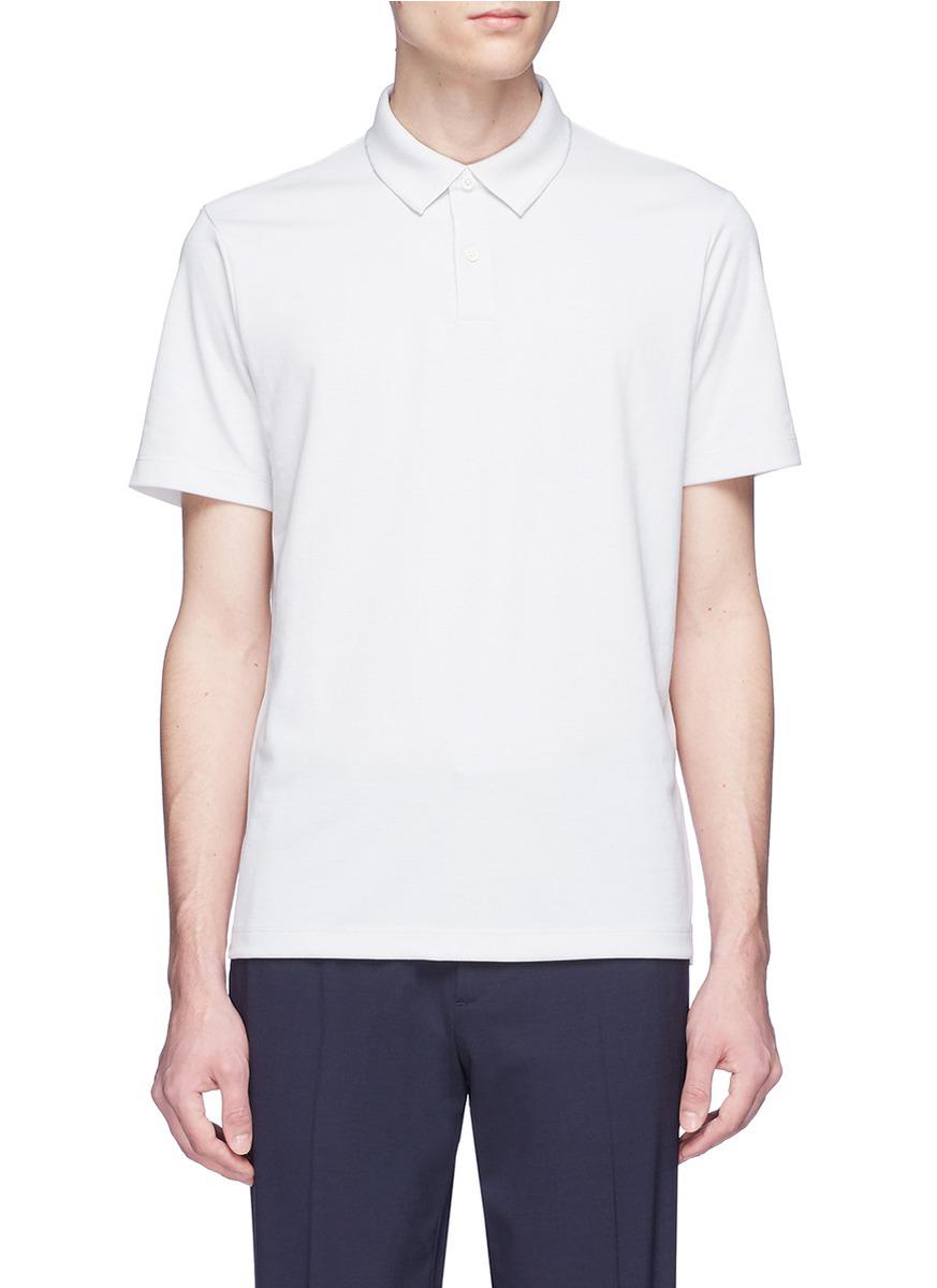 Theory Pima Cotton Blend Polo Shirt in White for Men - Lyst