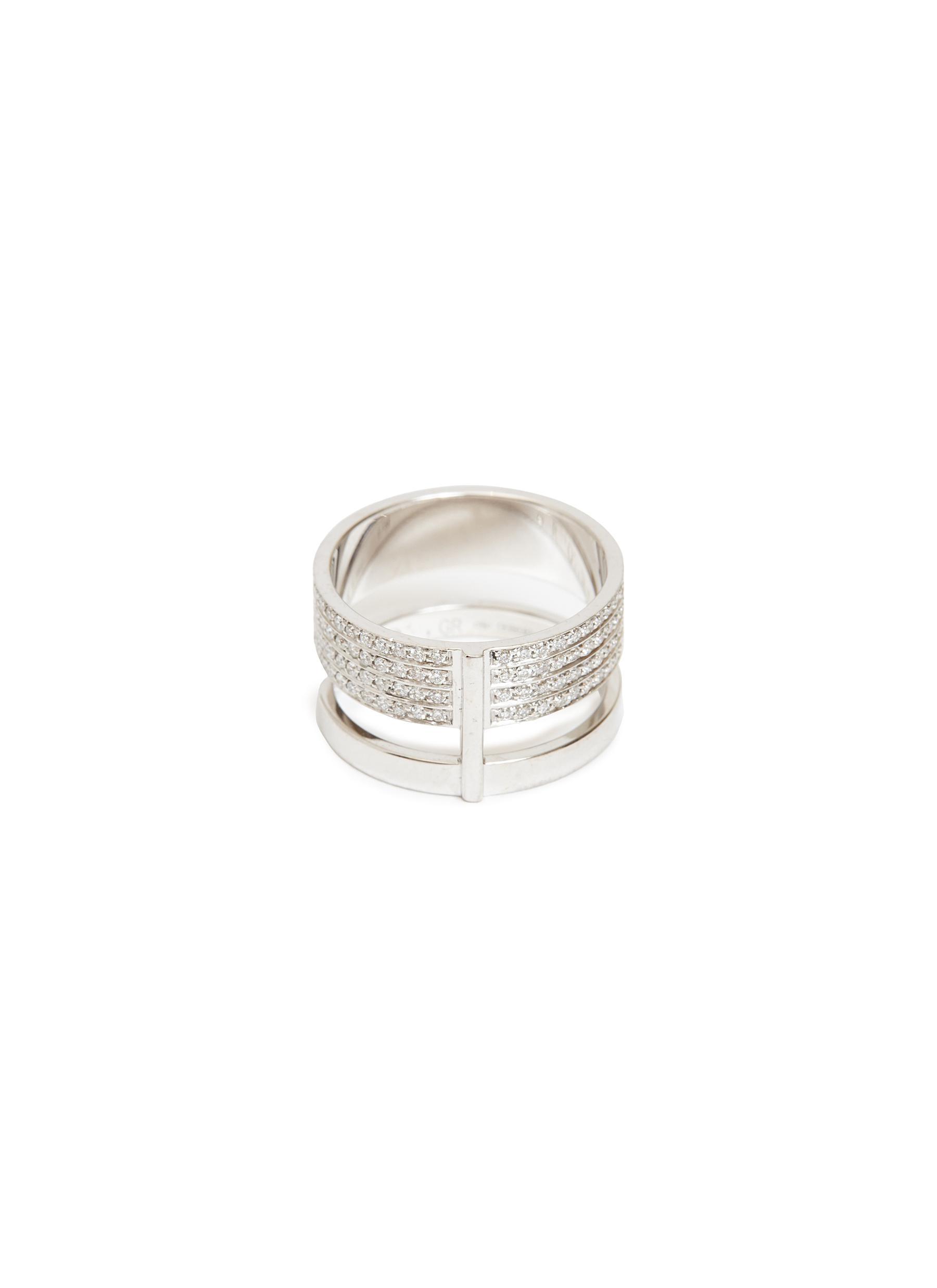 Repossi 'berbère Module' Diamond 18k White Gold Two Row Ring - Lyst