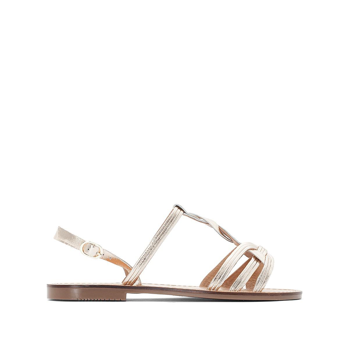 Lyst La ROToute Metallic Leder Sandales With Woven Strap in Metallic Lyst La ROToute Metallic Leder Sandales With in Woven Strap in With Metallic 806bdc