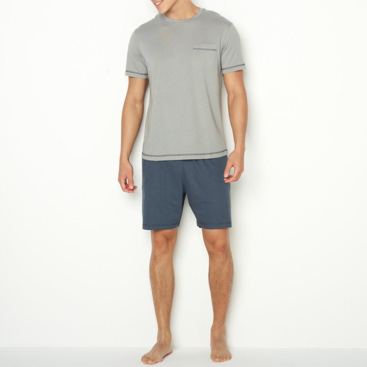 Lyst La Redoute Pure Cotton Jersey Round Neck Short Pyjamas in Gray