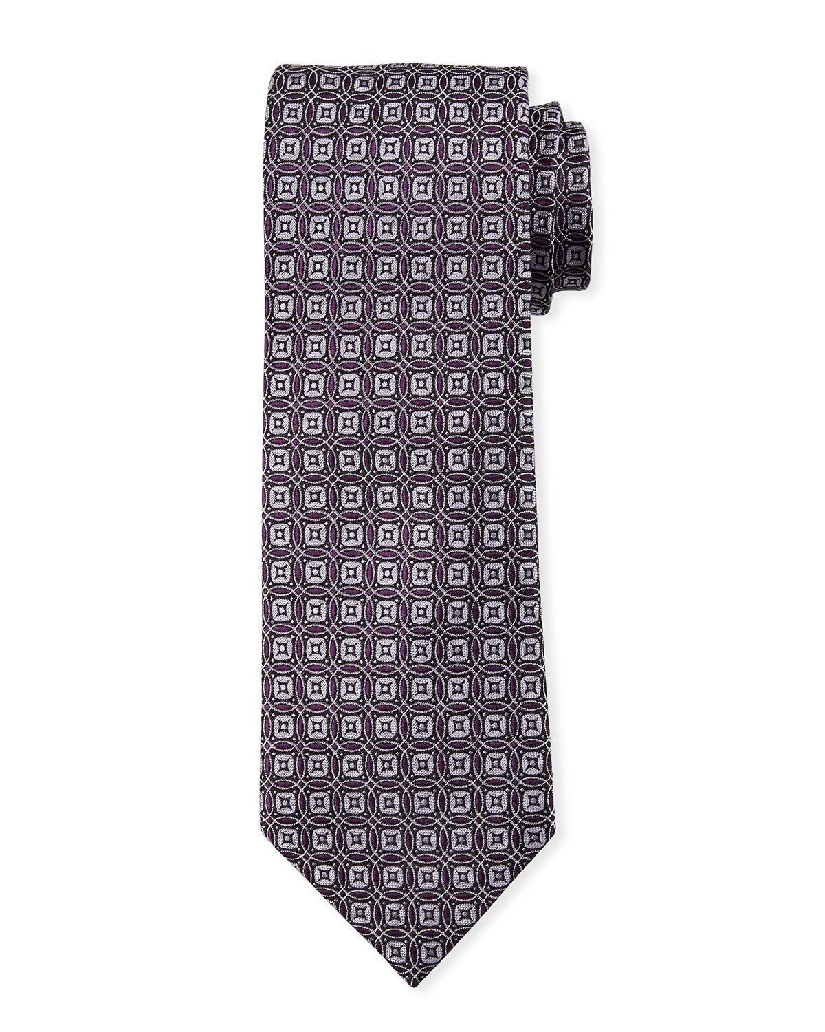 Neiman Marcus Men&#39;s Medallion Print Silk Tie in Purple for Men - Lyst