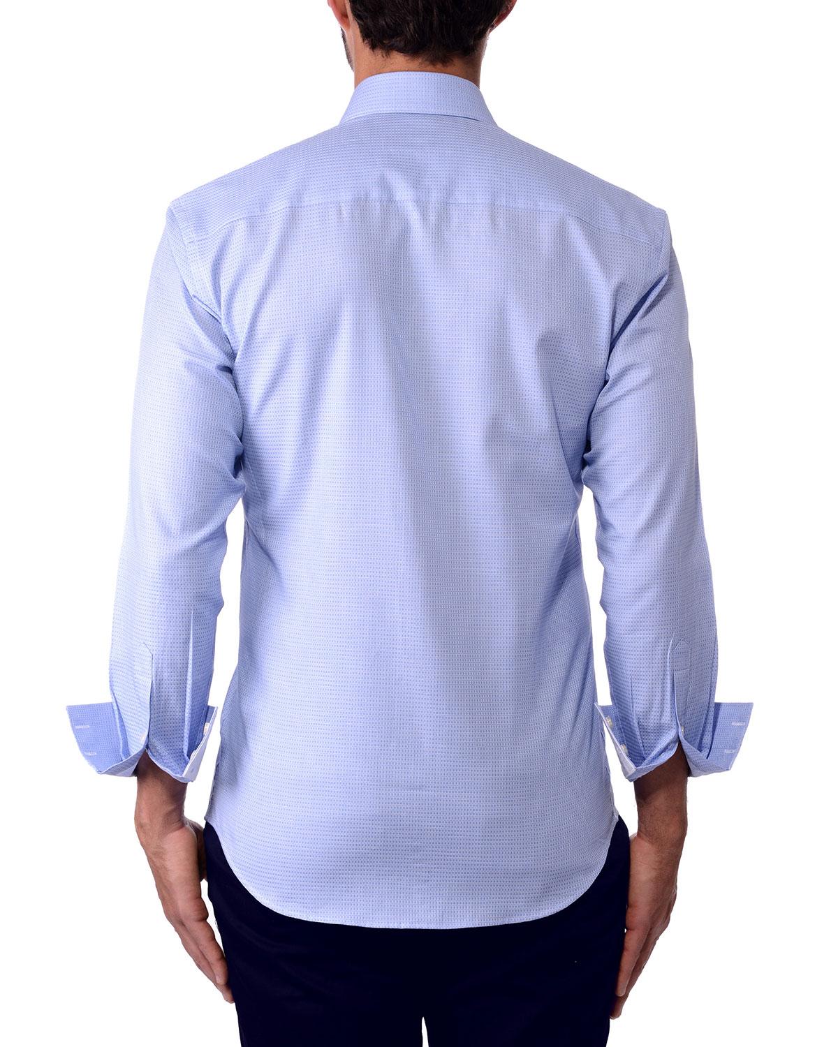 Bertigo Men's Semi-fitted Square Dobby Long-sleeve Cotton Sport Shirt ...