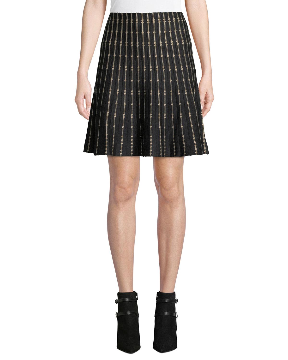 Max Studio Synthetic Striped A-line Sweater Skirt in Black Pattern ...
