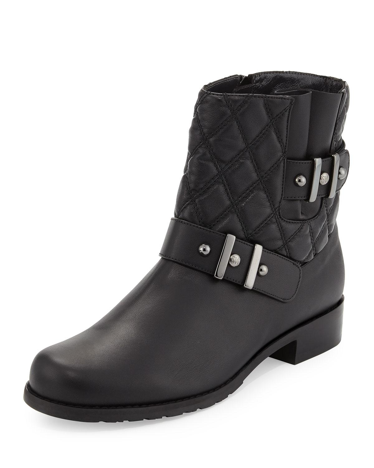 Lyst - Stuart weitzman Download Quilted Ankle Boots in Black