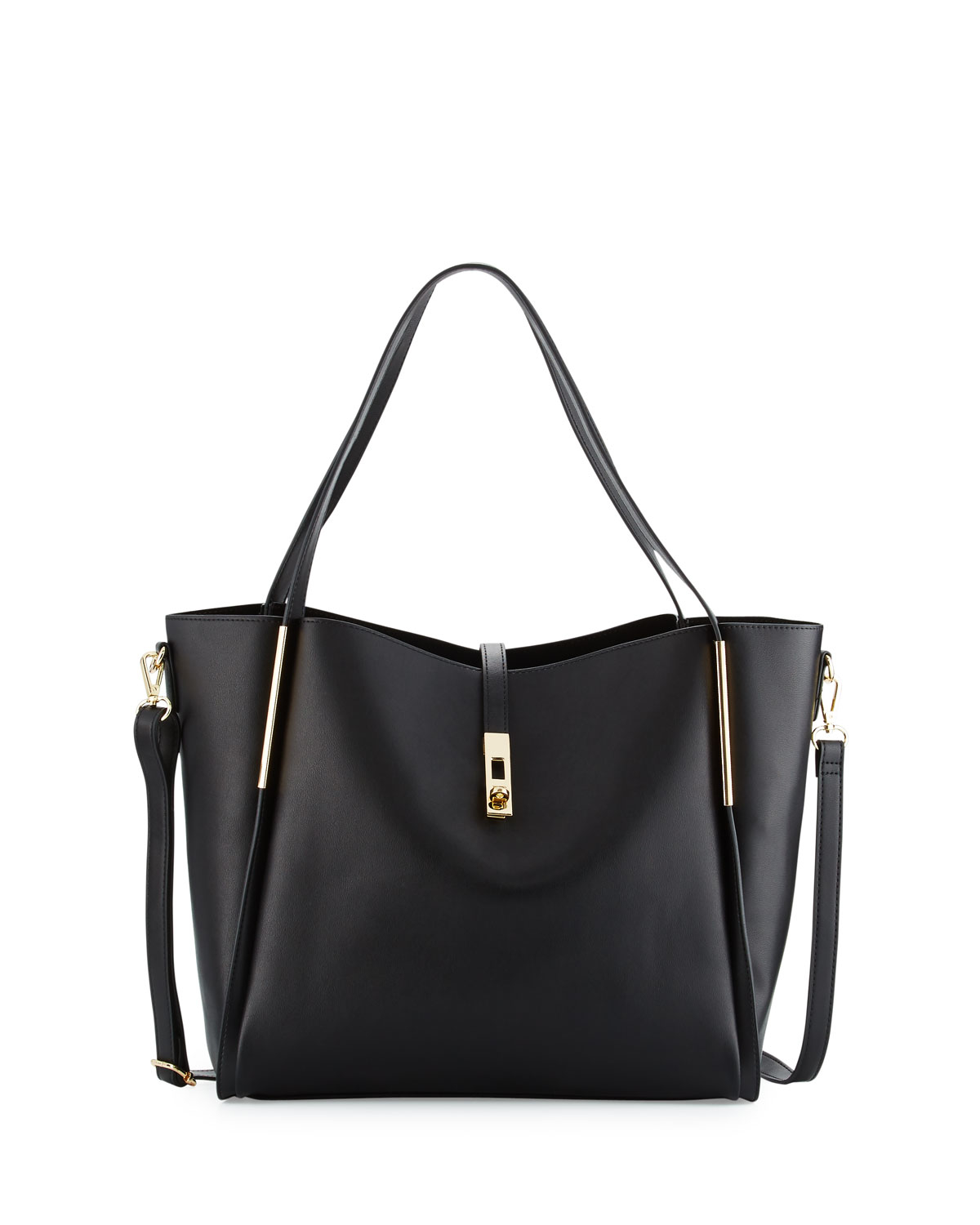 Neiman marcus Abigail Faux-leather Tote Bag in Black | Lyst