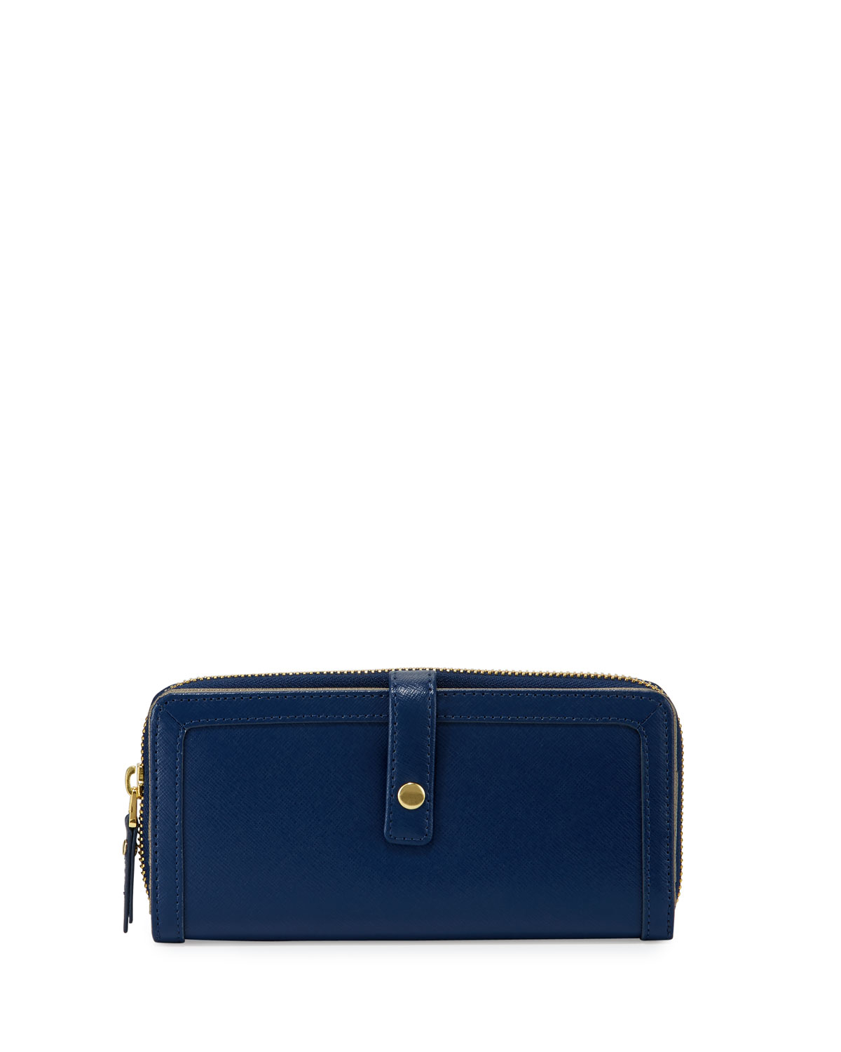 Neiman marcus Leather Tab Zip Wallet in Blue | Lyst