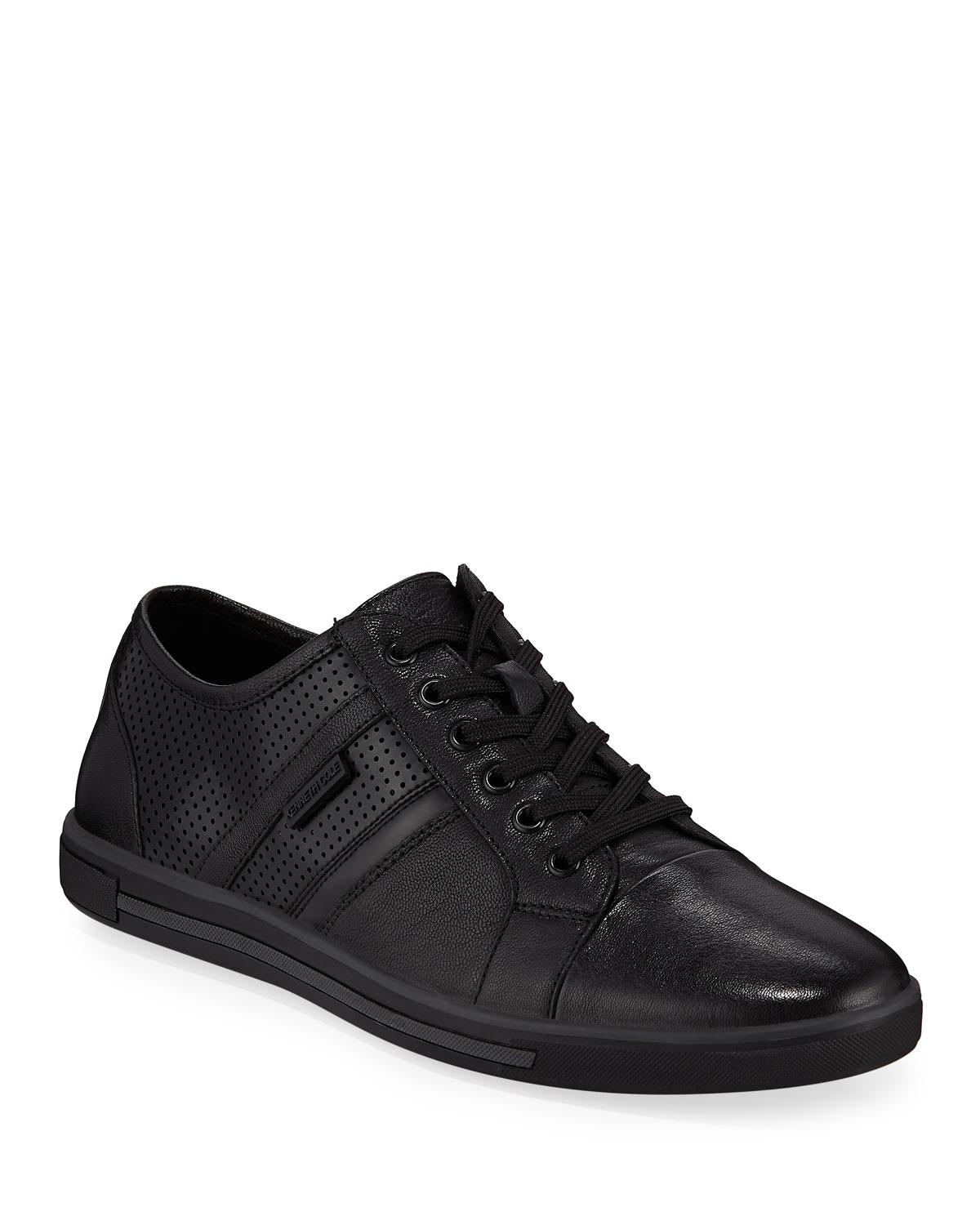 mens perforated leather sneakers