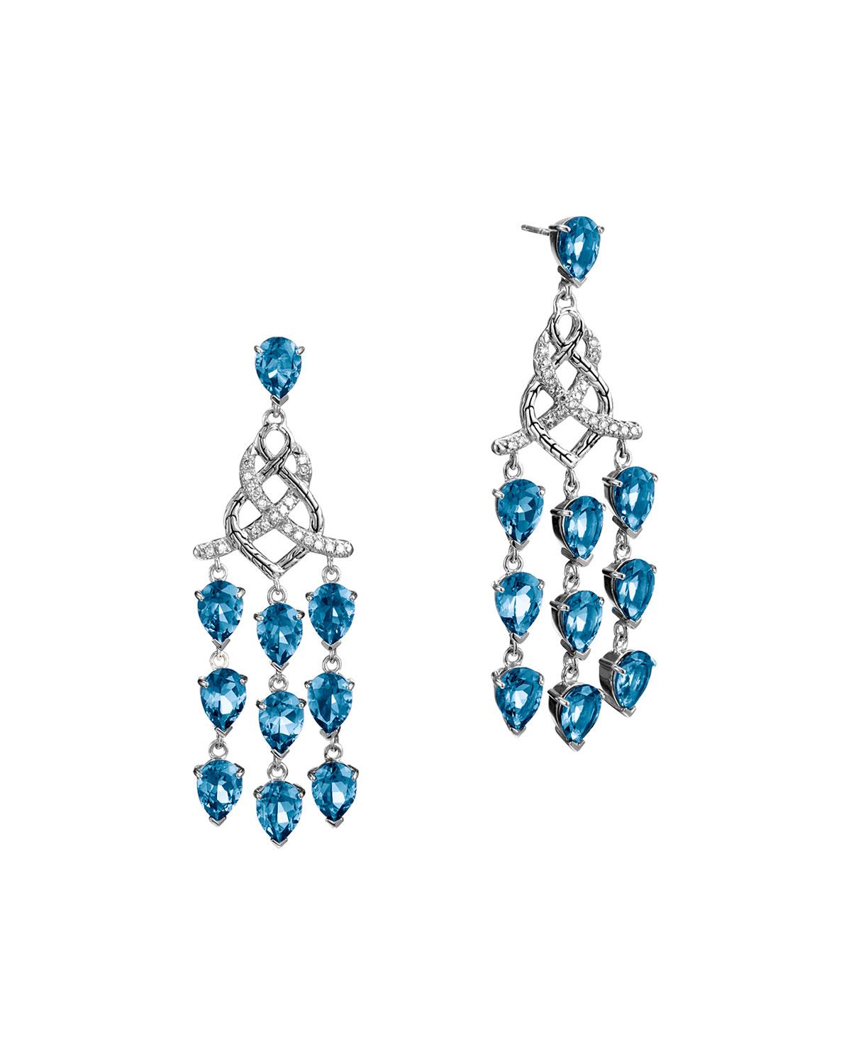 Lyst John Hardy Batu Classic Chain Silver Chandelier Earrings With Featured John Hardy Batu Classic Chain Silver Chandelier Earrings With London Blue Topaz