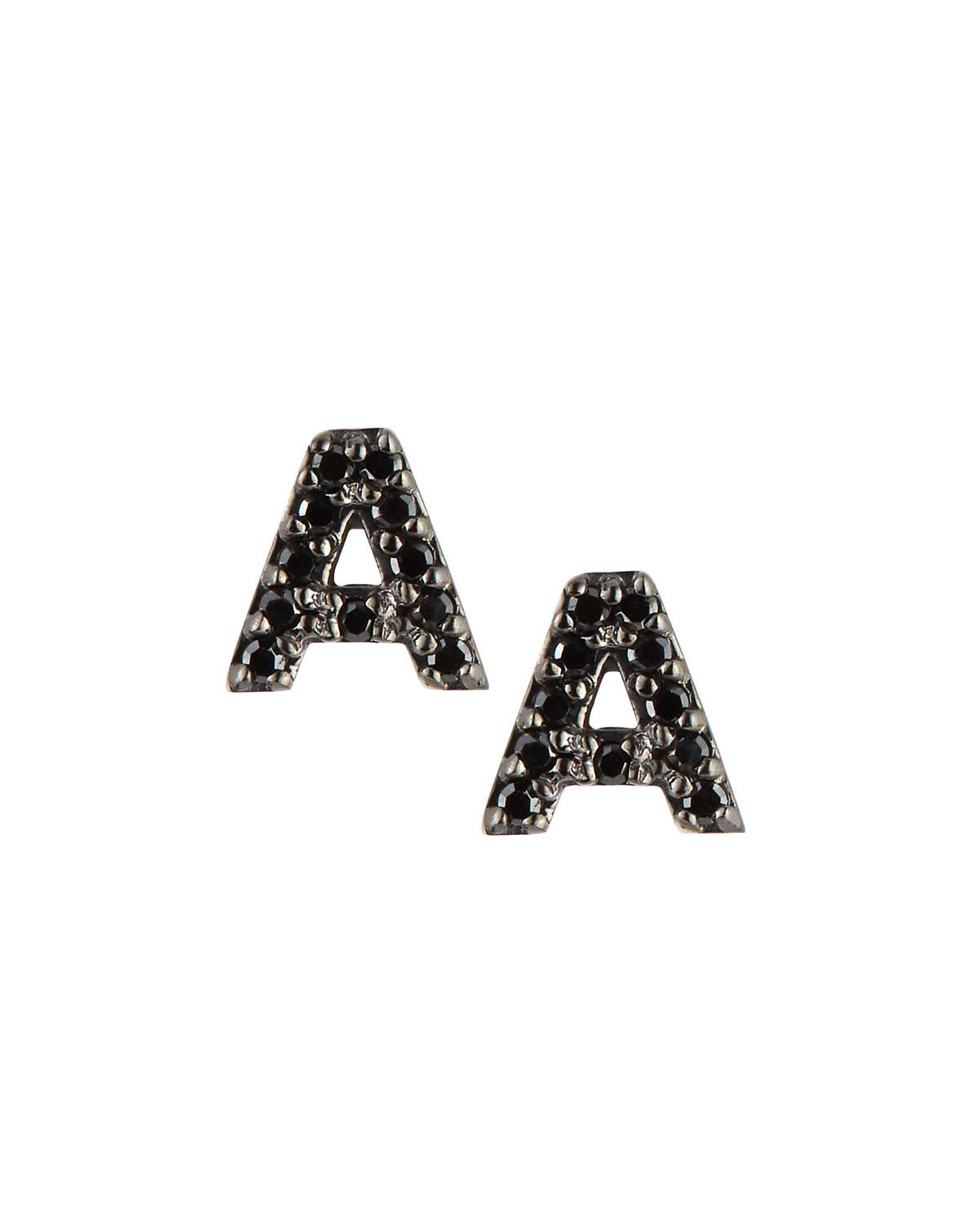 Lyst Kc Designs 14k White Gold Black Diamond Initial Single Stud View Fullscreen