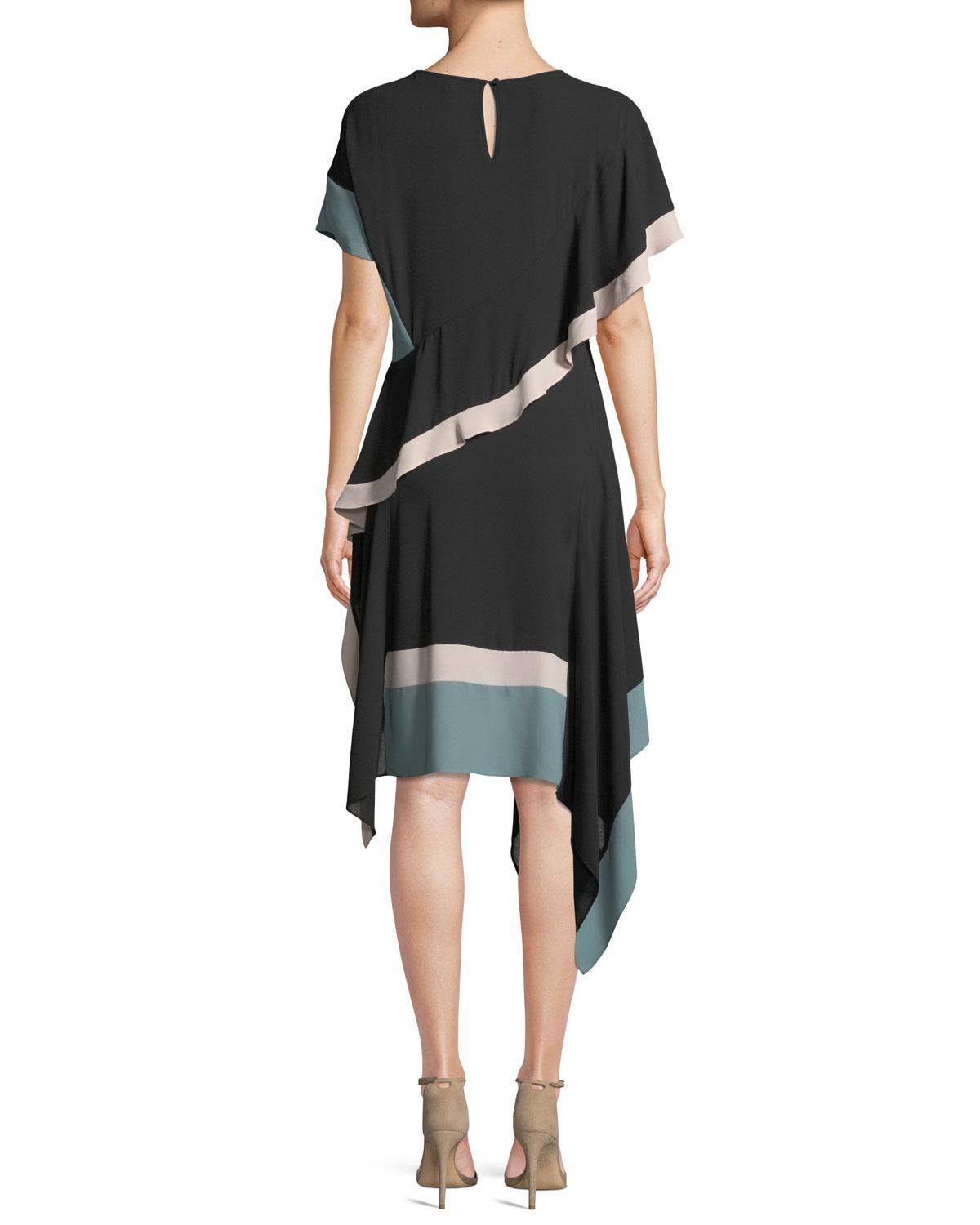 Black Asymmetric Chiffon Dress
