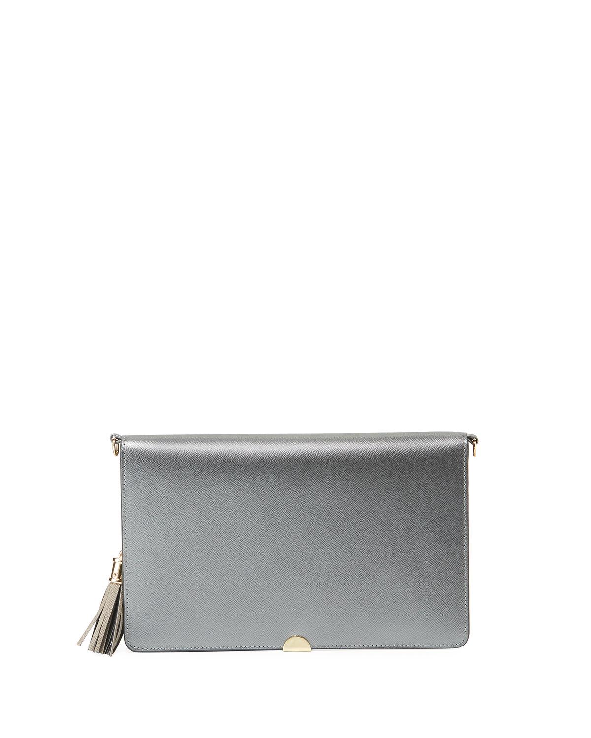 Neiman Marcus Saffiano Flap Wallet On A Chain - Lyst