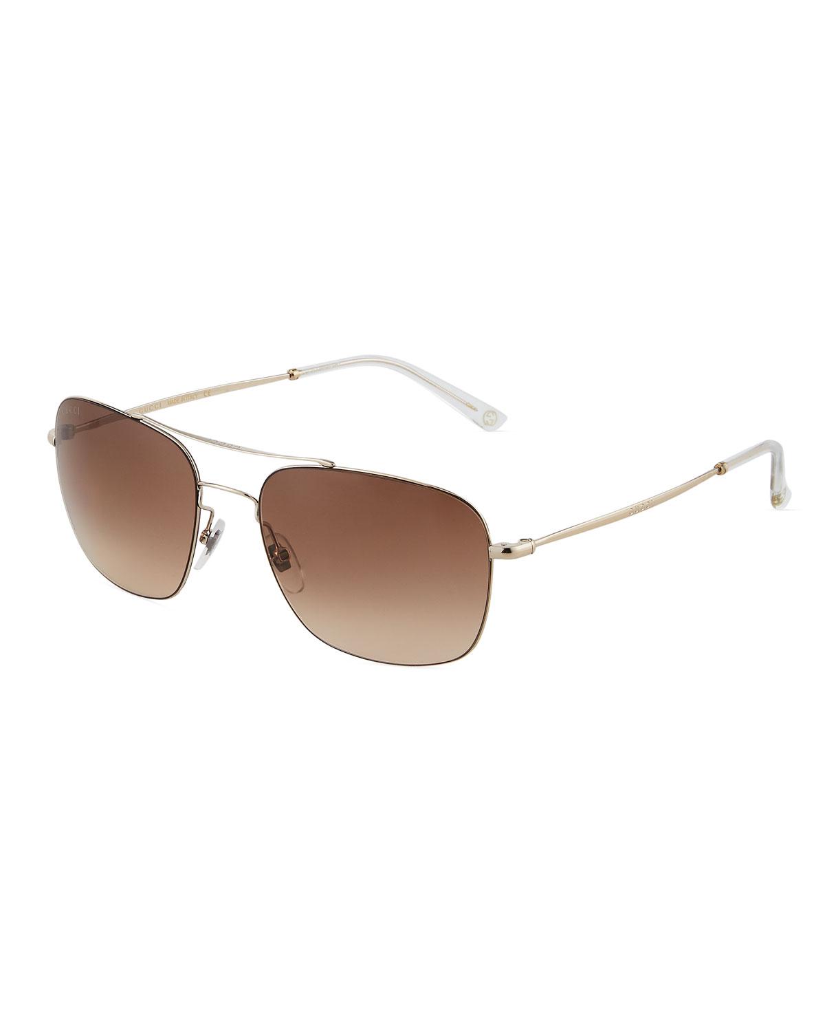 Gucci Metal Aviator Sunglasses In Brown For Men Lyst