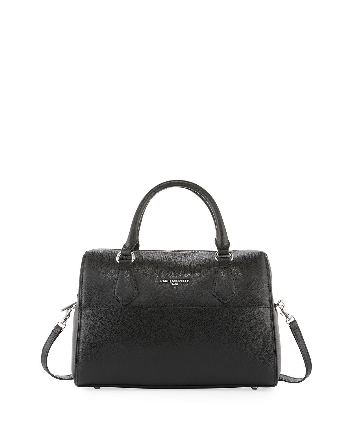 Lyst Karl Lagerfeld Winnie Leather Satchel Bag In Black View Fullscreen