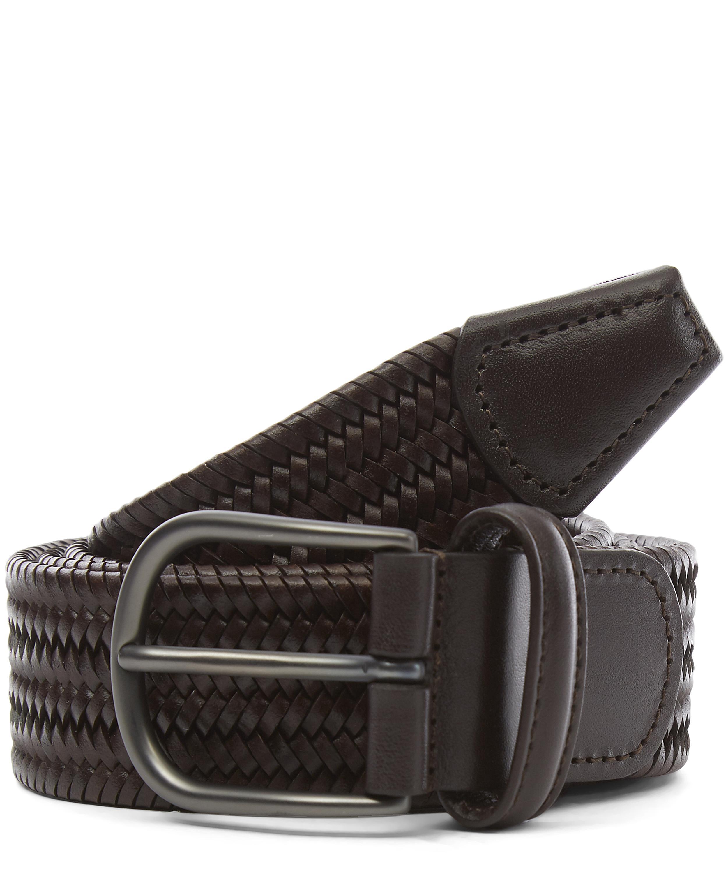 Lyst Andersons Plain Leather Woven Belt in Brown for Men