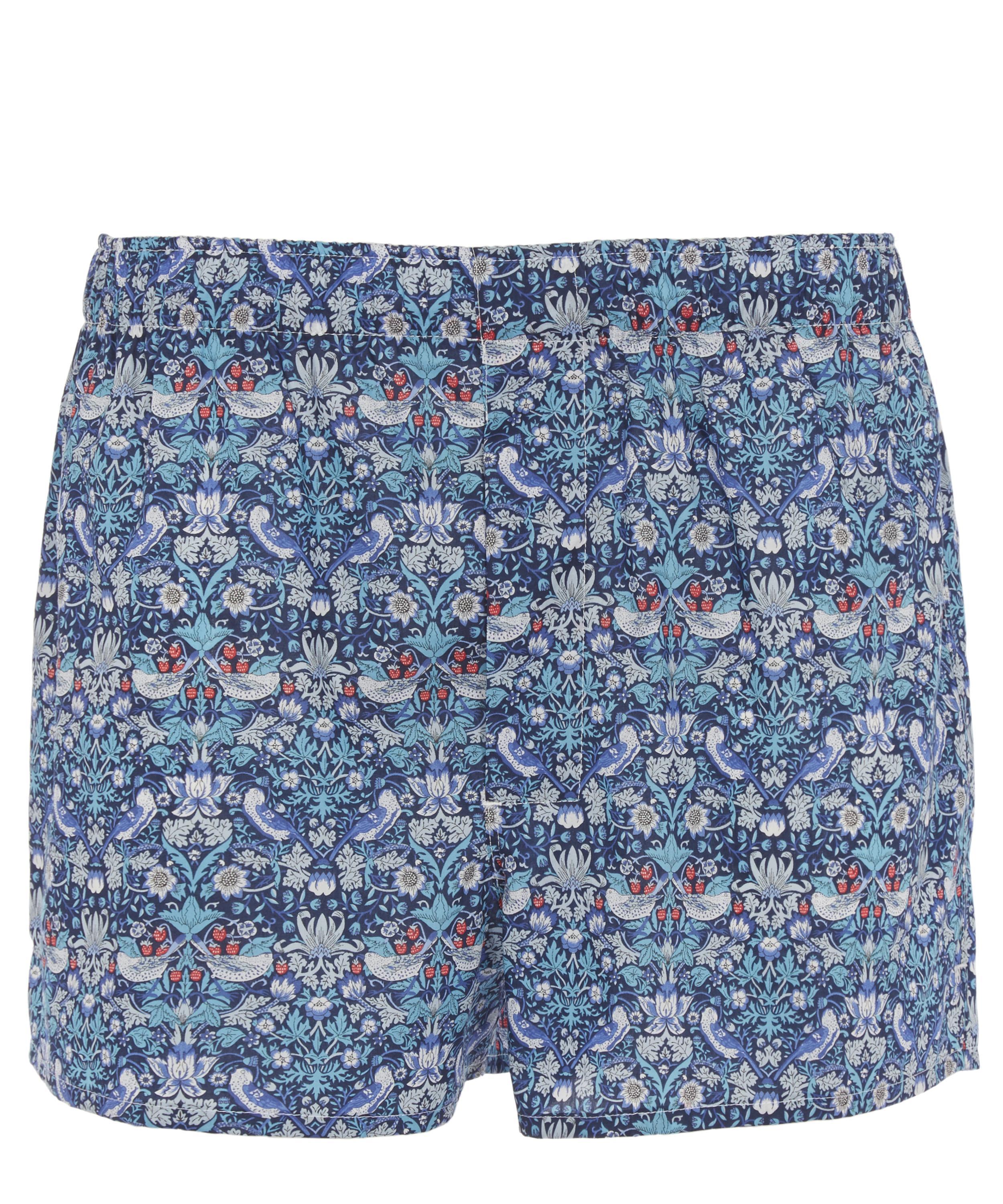 Lyst - Liberty Strawberry Thief Tana Lawn Cotton Boxer Shorts in Blue ...