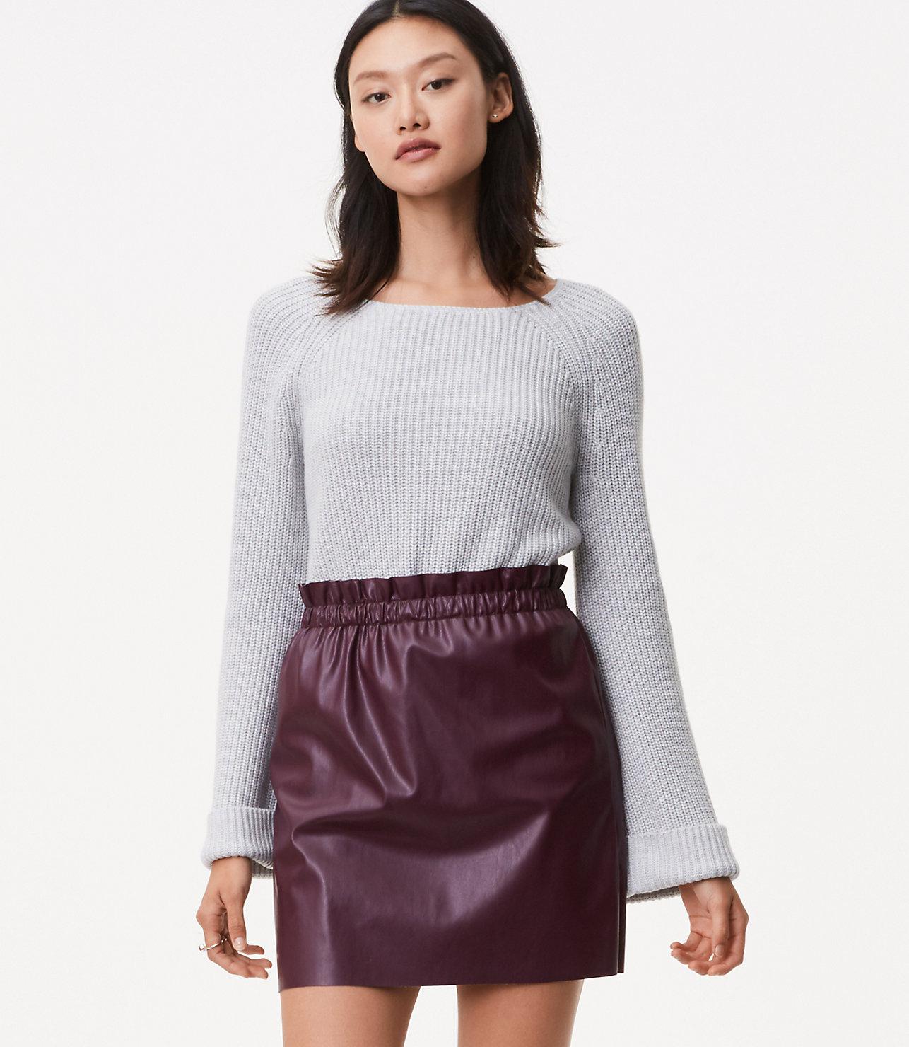 Lyst - Loft Faux Leather Shift Skirt in Purple